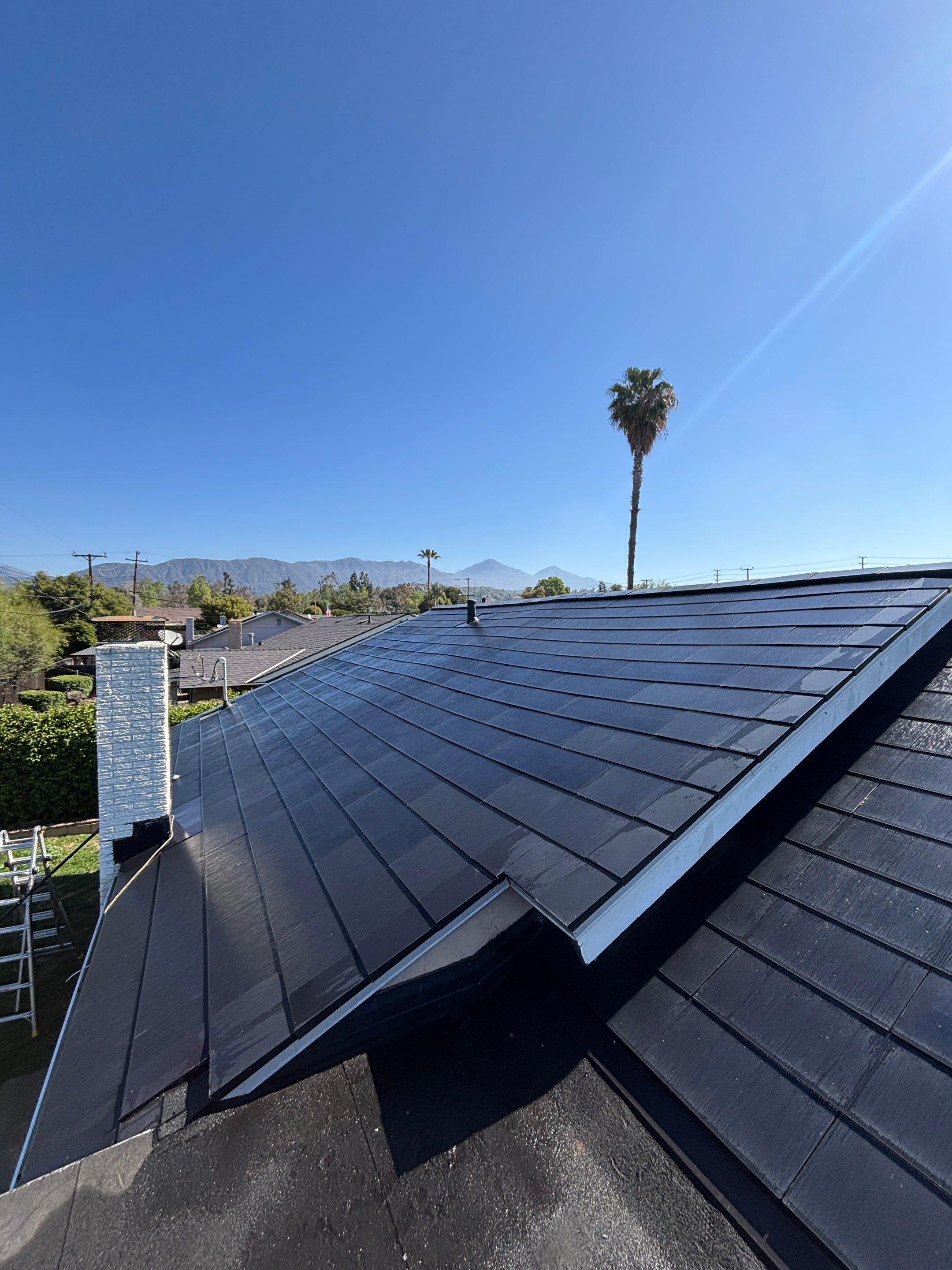 Tesla Roof Cleaning in La Verne Ca by Palm Coast Solar Cleaning