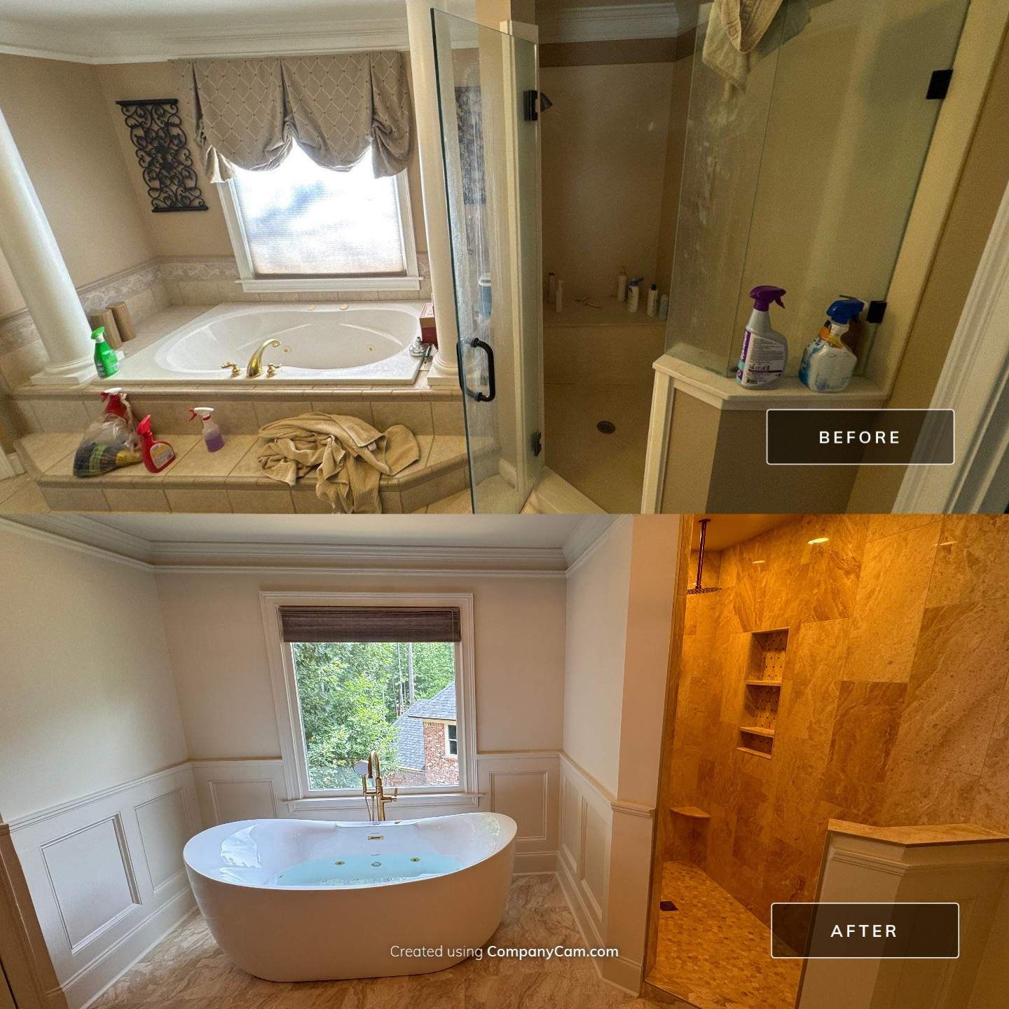 Master bathroom renovation using Free standing tub by Prudencio