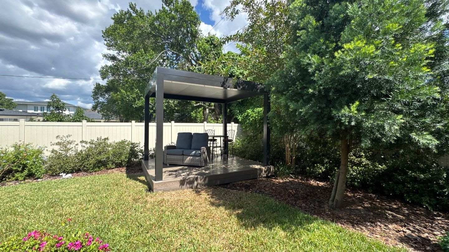 Custom Aluminum Pergola with Deckorators Composite Decking by Orlando pergolas