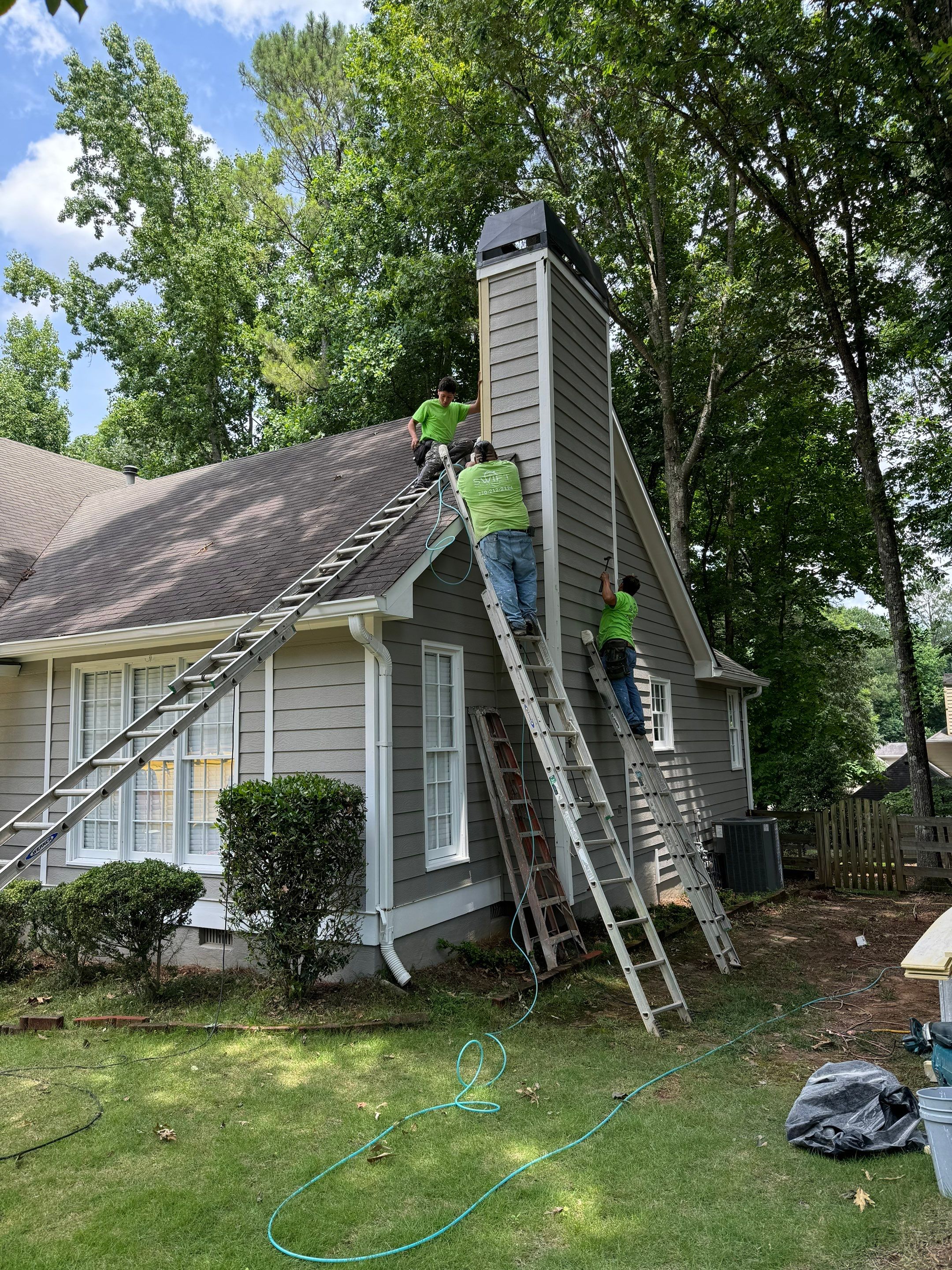 Exterior Painting and Chimney Siding Refresh in Woodstock, Georgia by Swift Home Renovations