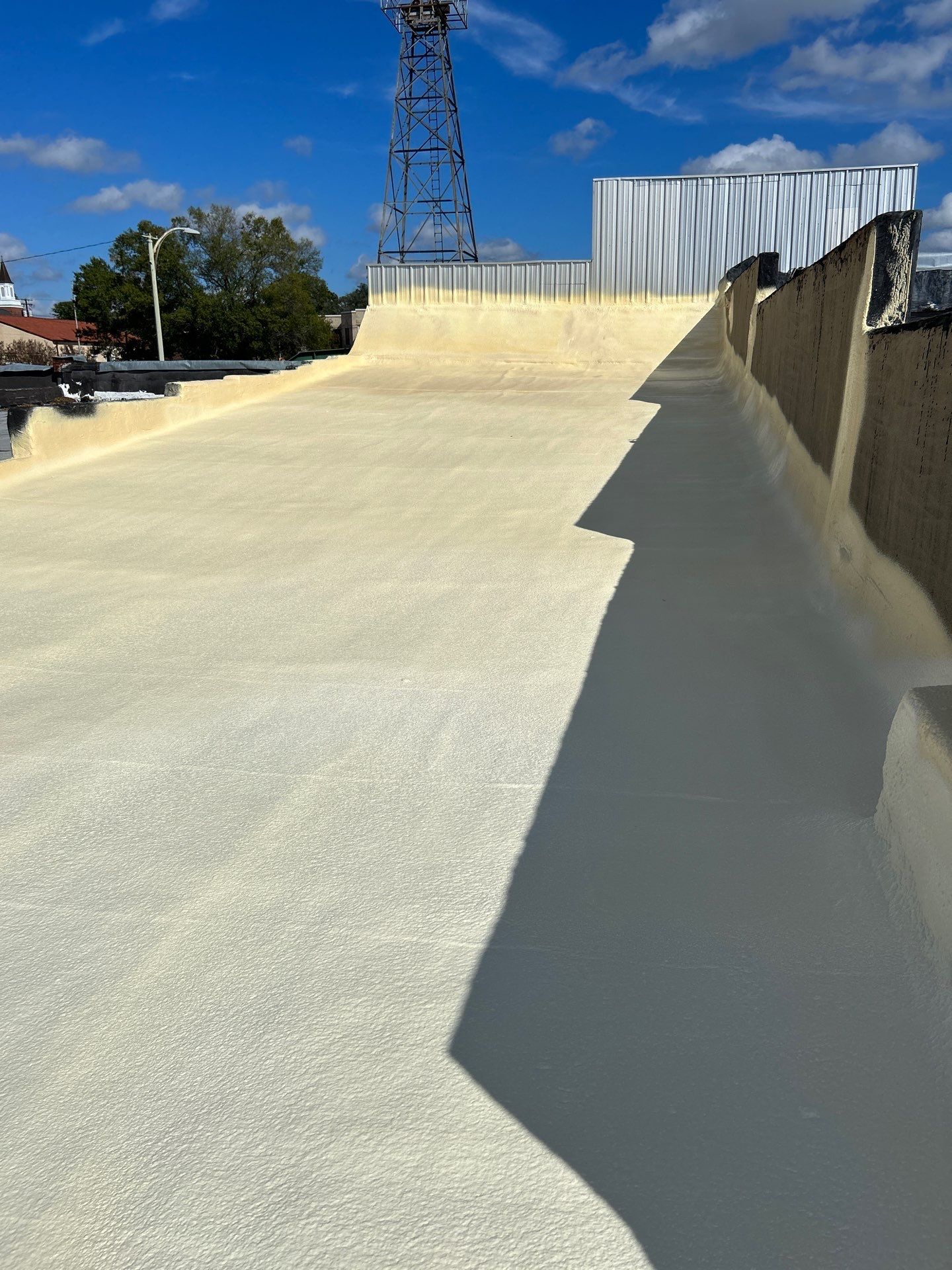 Downtown Gladewater Commercial Foam Roof Restoration – SPF + High-Tensile Acrylic by All Star Roofing LLC