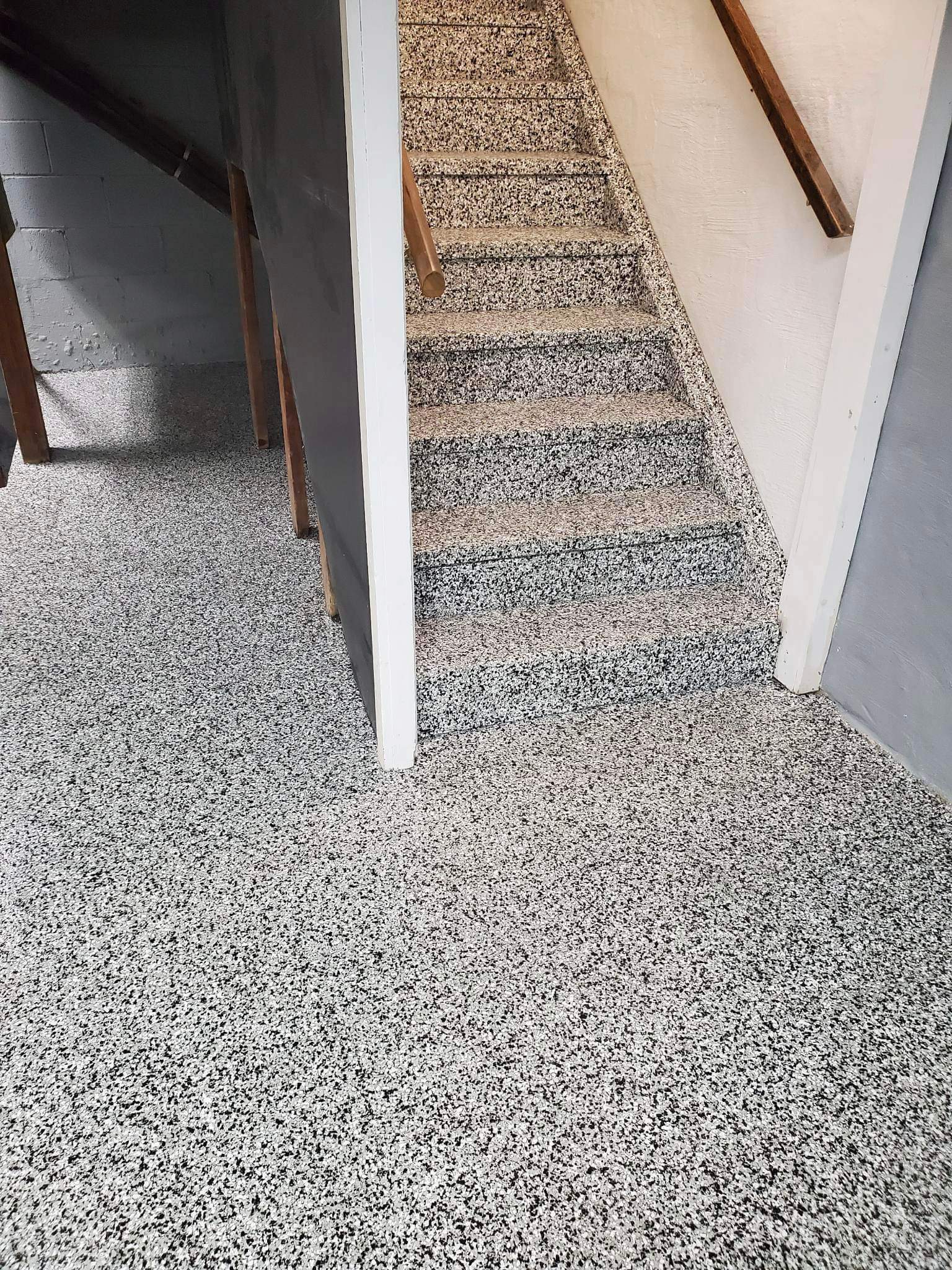 Garage Floor with Stairs using Domino by Your1DayFloor.com