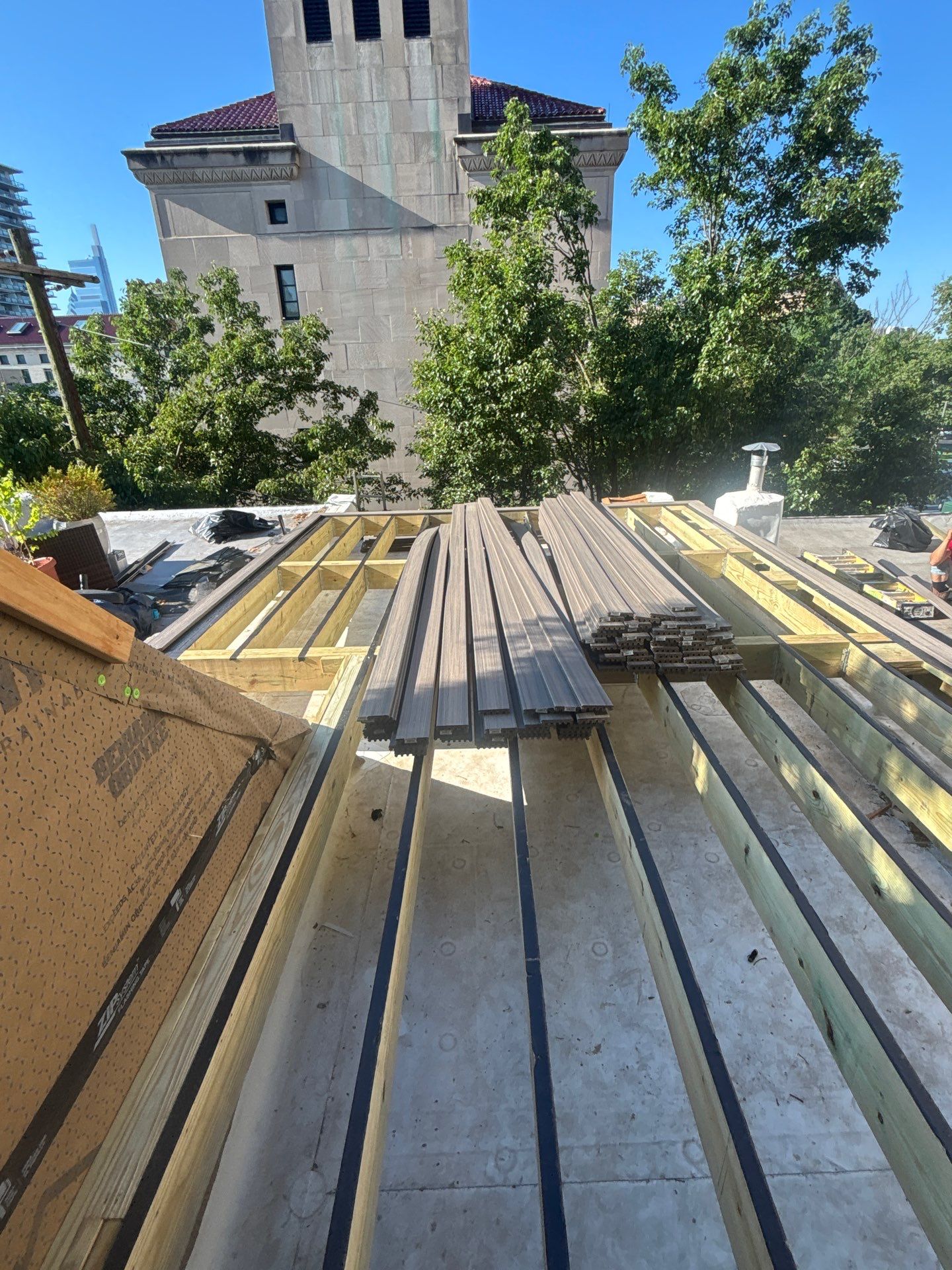 Roof Replacement and Custom Trex Roof Top Deck Project in Philadelphia, Pennsylvania by Philadelphia Quality Roofing
