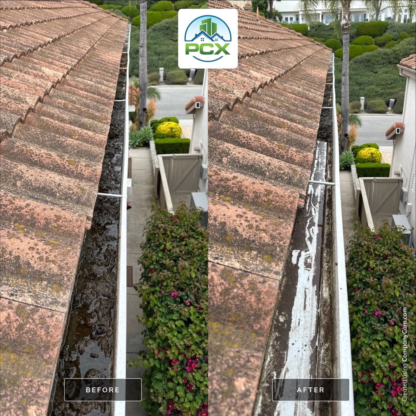 Orange County gutter cleaning using a vacuum by Property Cleaning Experts, LLC