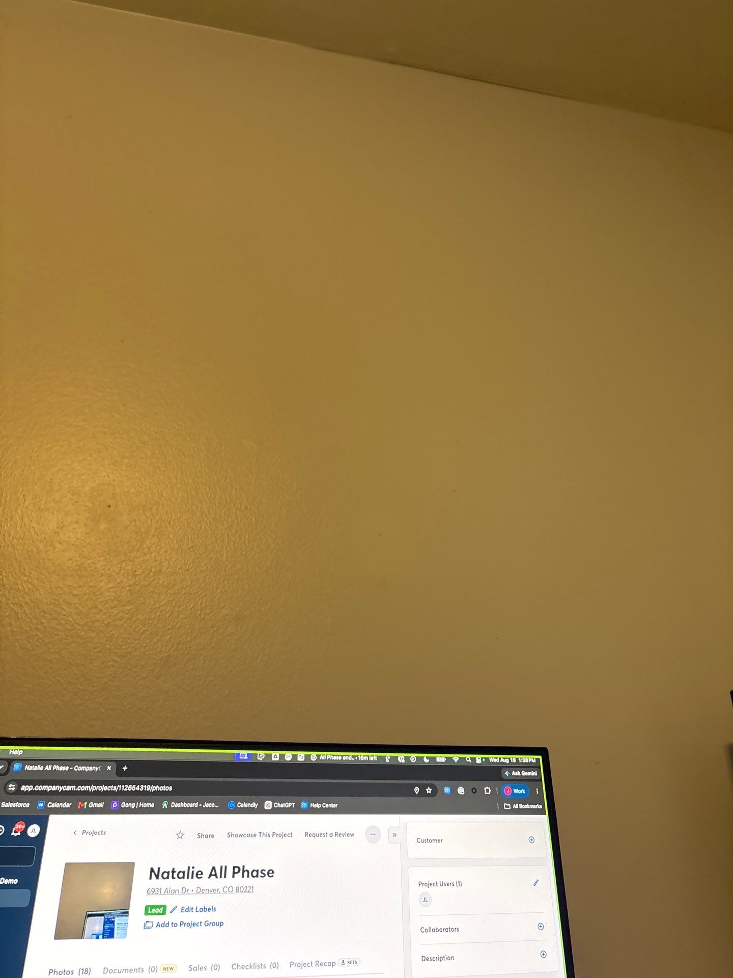 Interior Wall Refresh and Ceiling Fixture Installation in Denver by CompanyCam Sales Demo