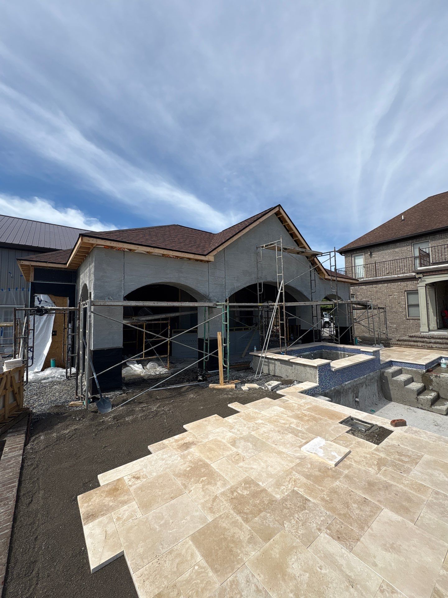Custom Stucco Pool House and Pavilion Construction in Cross Plains by U.S. Exterior Solutions