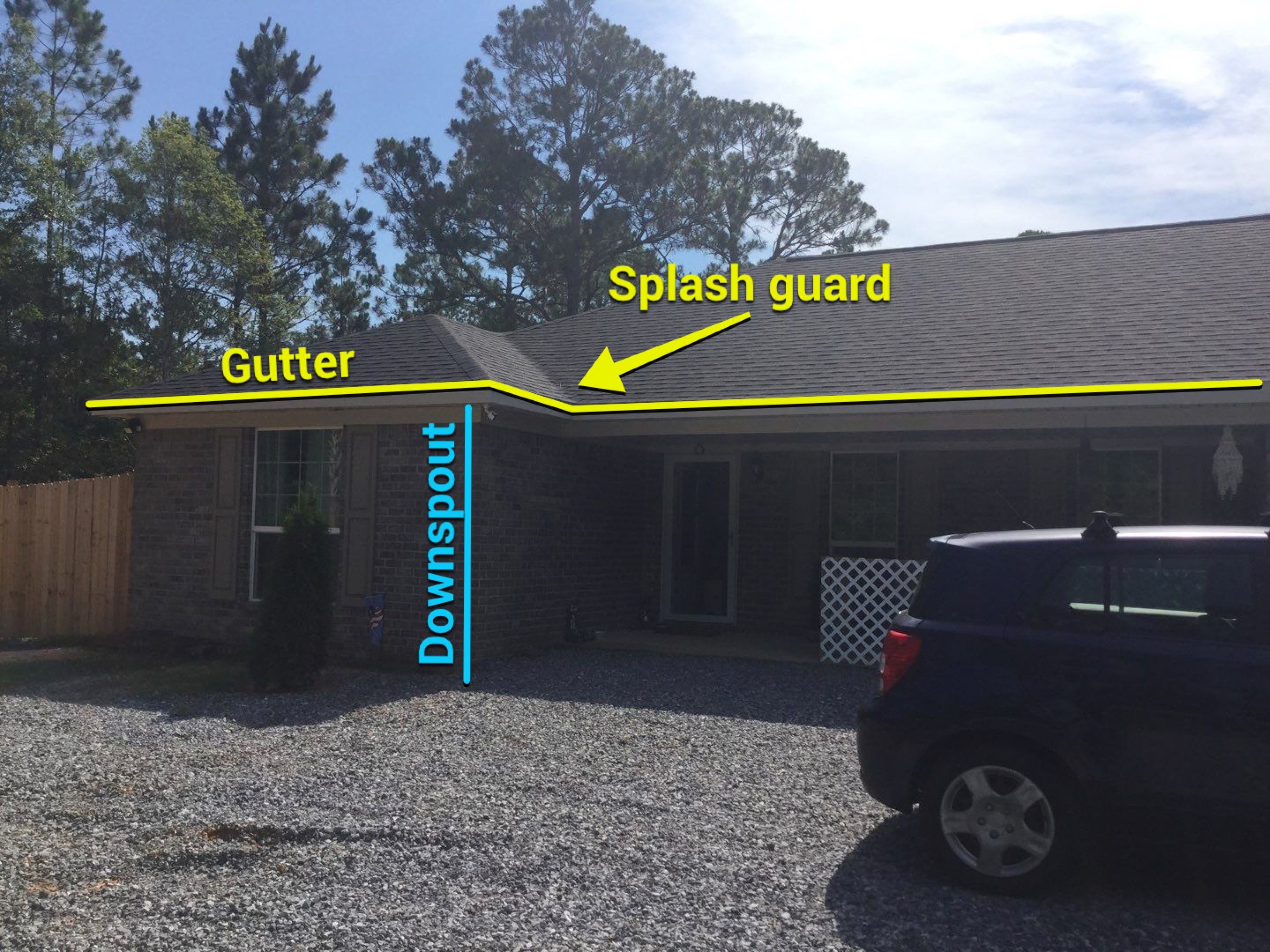 Downspout Installation using White Down Spouts in Milton FL by Gutter Professors