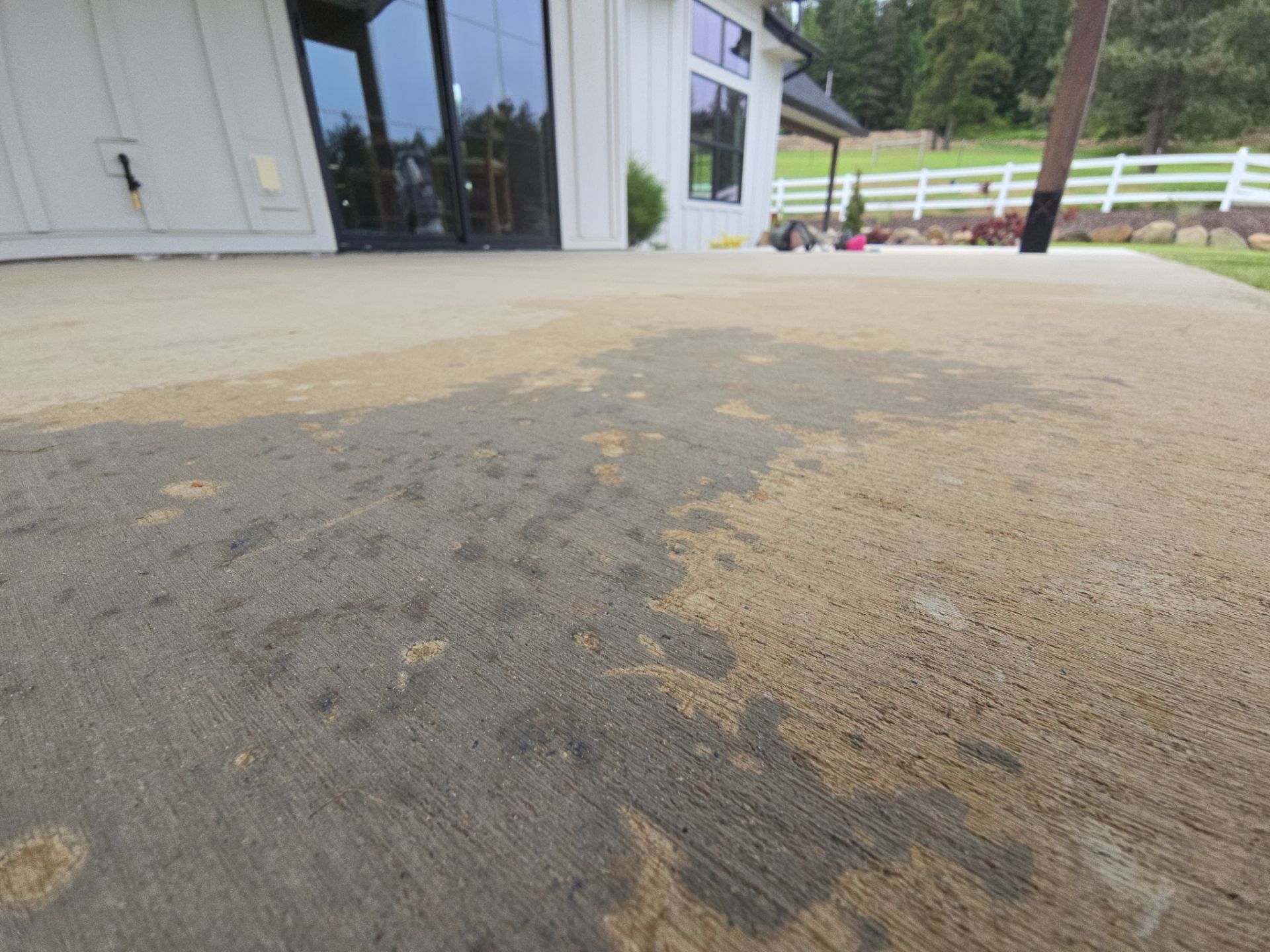 Chestnut Flake Concrete Coating for Farmhouse Patio in Harrison by Croc Coatings, LLC