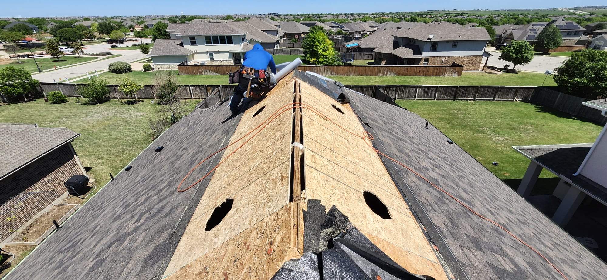 Architectural Shingle Roof Replacement and Hail Damage Restoration in Round Rock by Caliber Restoration LLC
