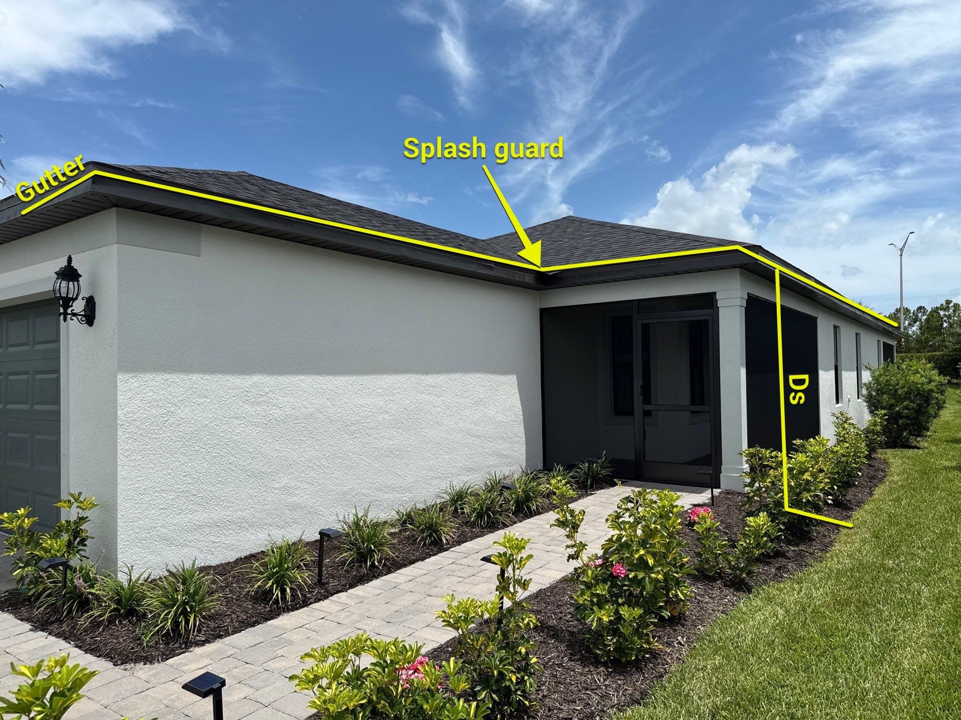 Dark Bronze Gutters and White Downspouts in Sarasota FL by Gutter Professors