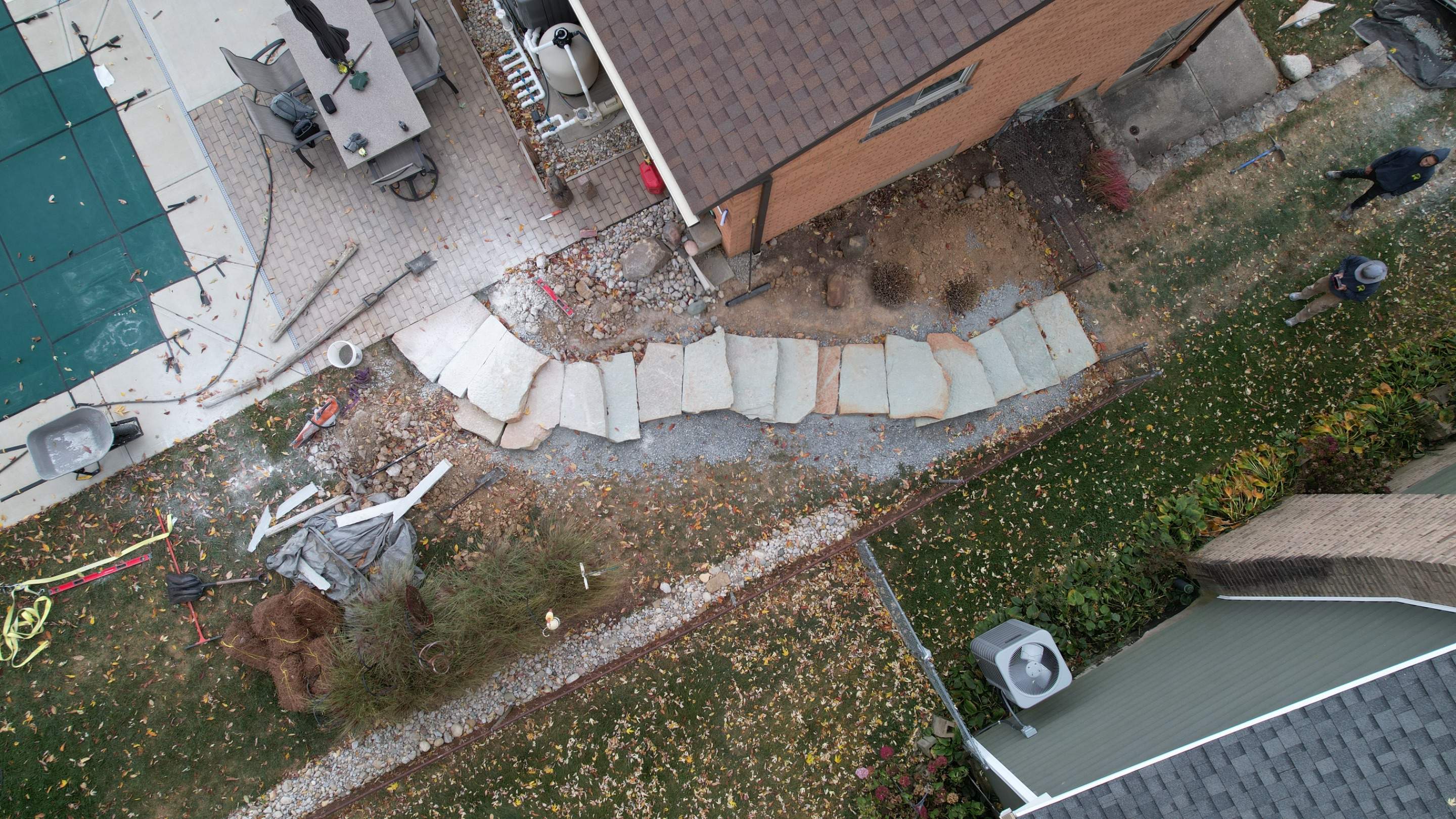 Rustic Buff Tread Stairway Installation by Reisenberg’s Lawn & Landscape, LLC