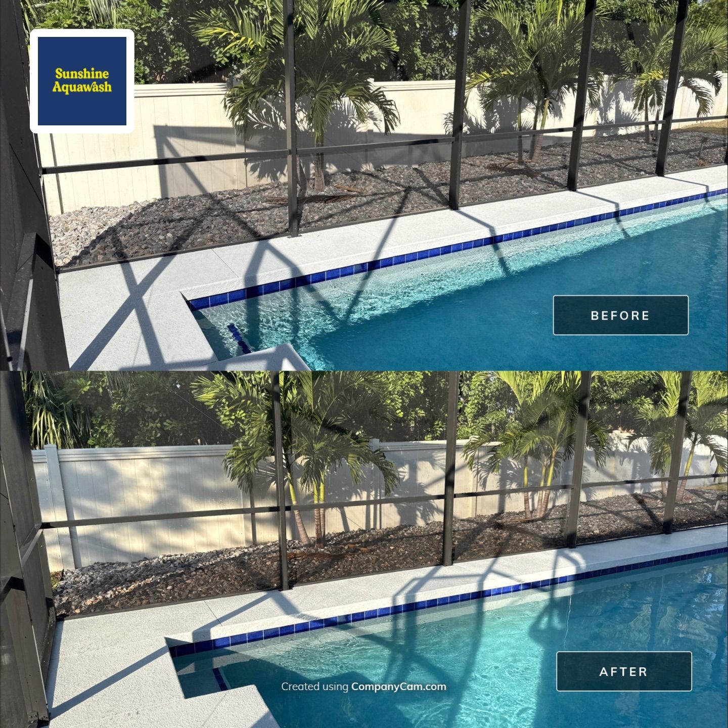 Painted Pool Deck & Screen Enclosure Cleaning | Heron Creek, Palmetto FL by Sunshine AquaWash