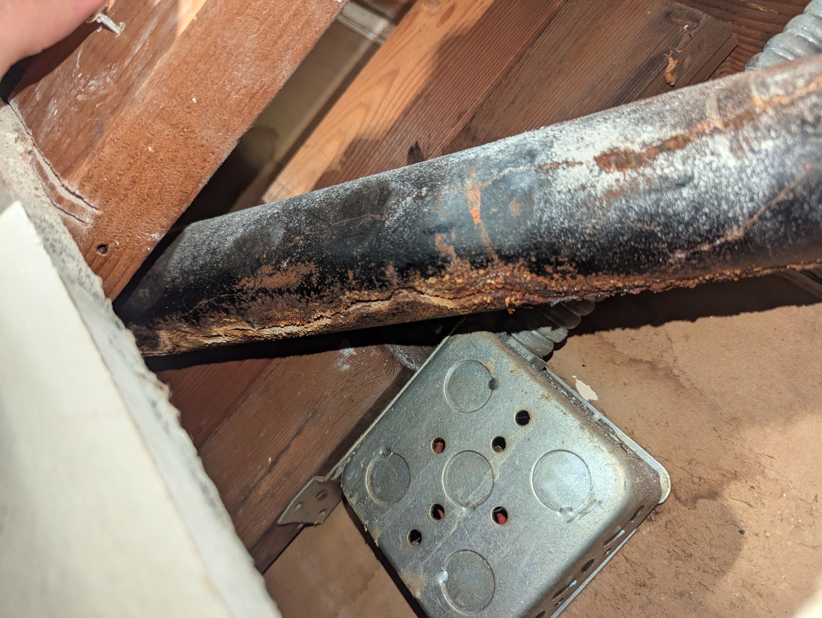 Cracked Cast Iron Line in the wall by Professional Plumbing Inc 