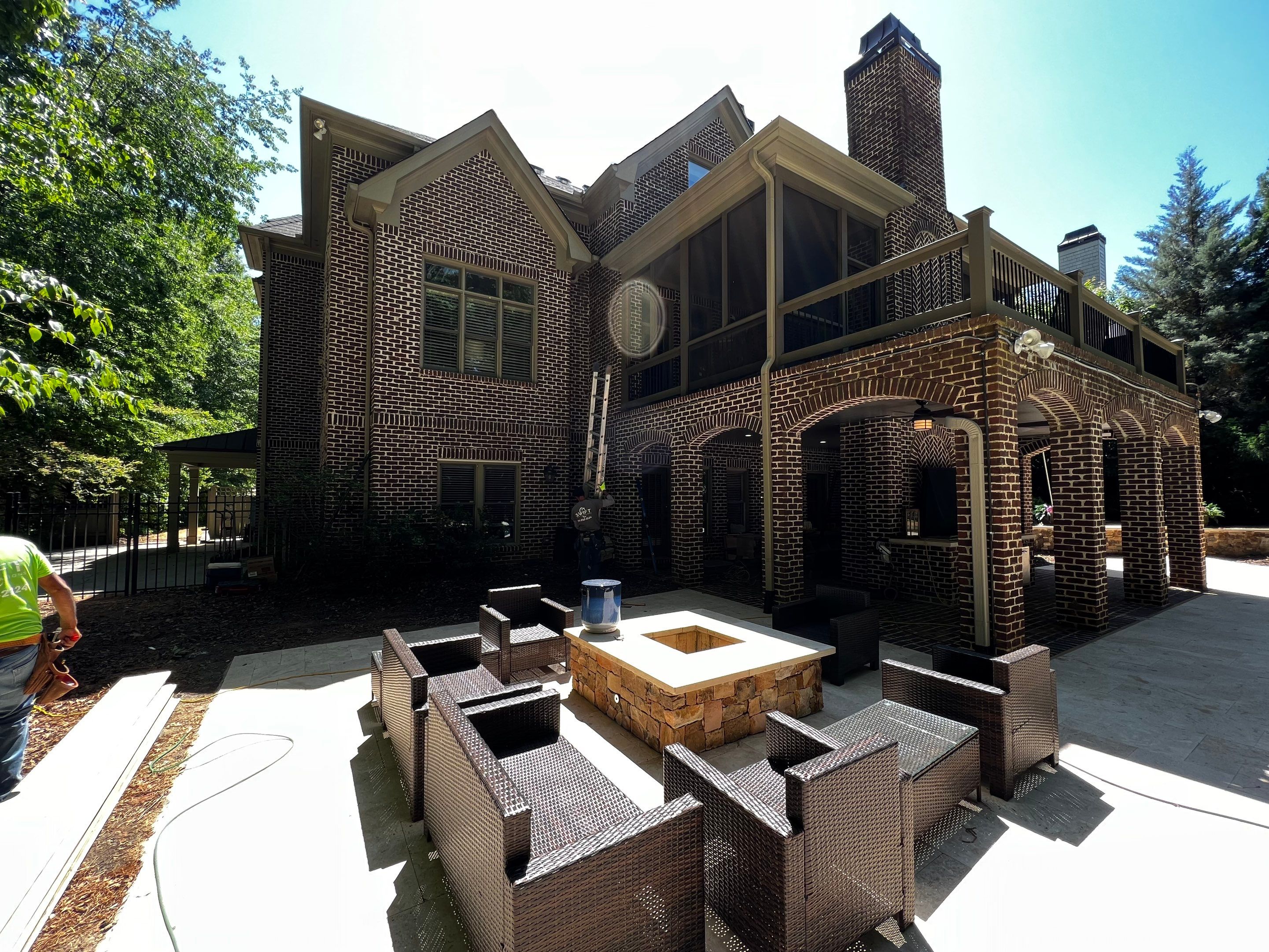 Custom Deck Stairway Addition with Metal Balusters in Atlanta by Swift Home Renovations 