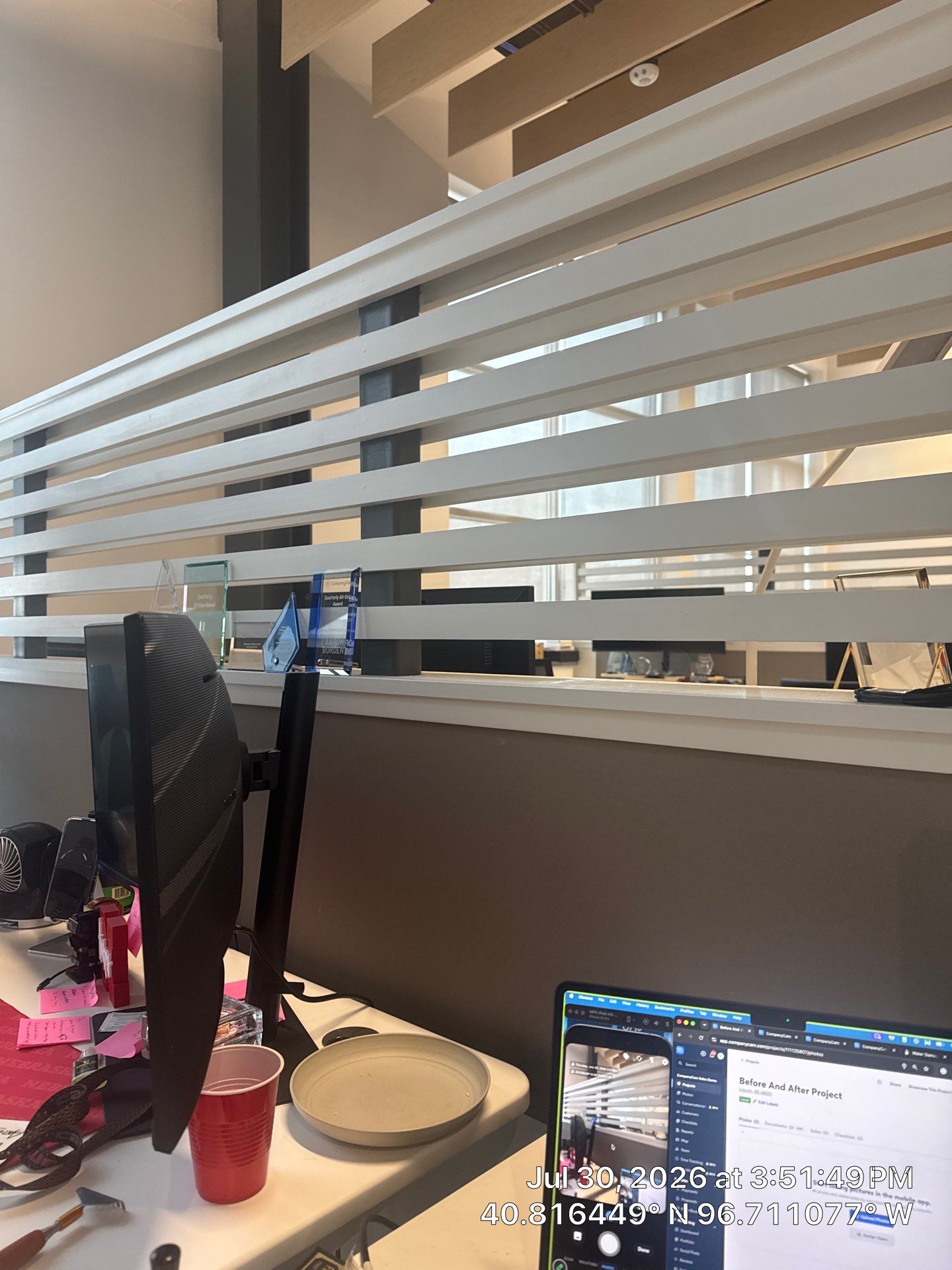 Commercial Office Interior Upgrades with Privacy Film and TV Mounting by CompanyCam Sales Demo