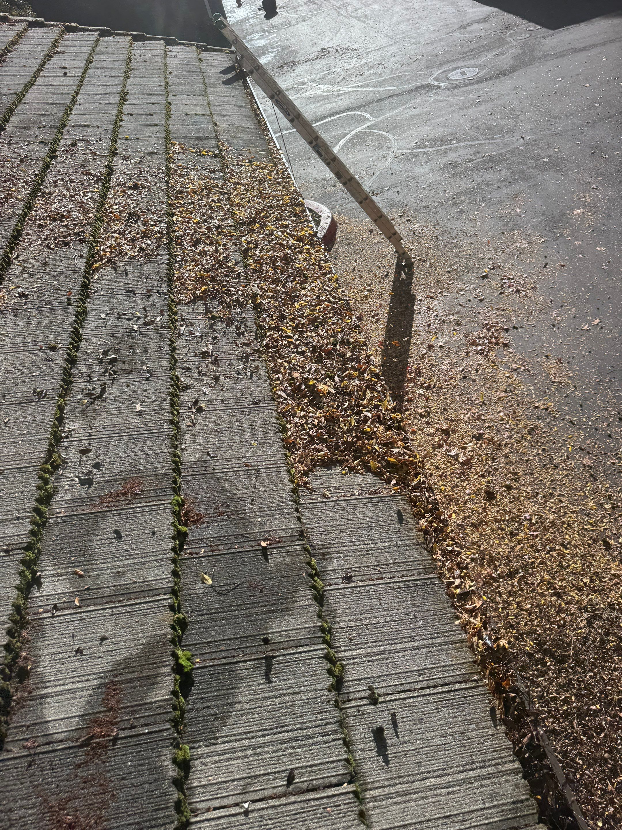 HOA gutter cleaning in Folsom & El Dorado Hills,before photo showing full gutters.