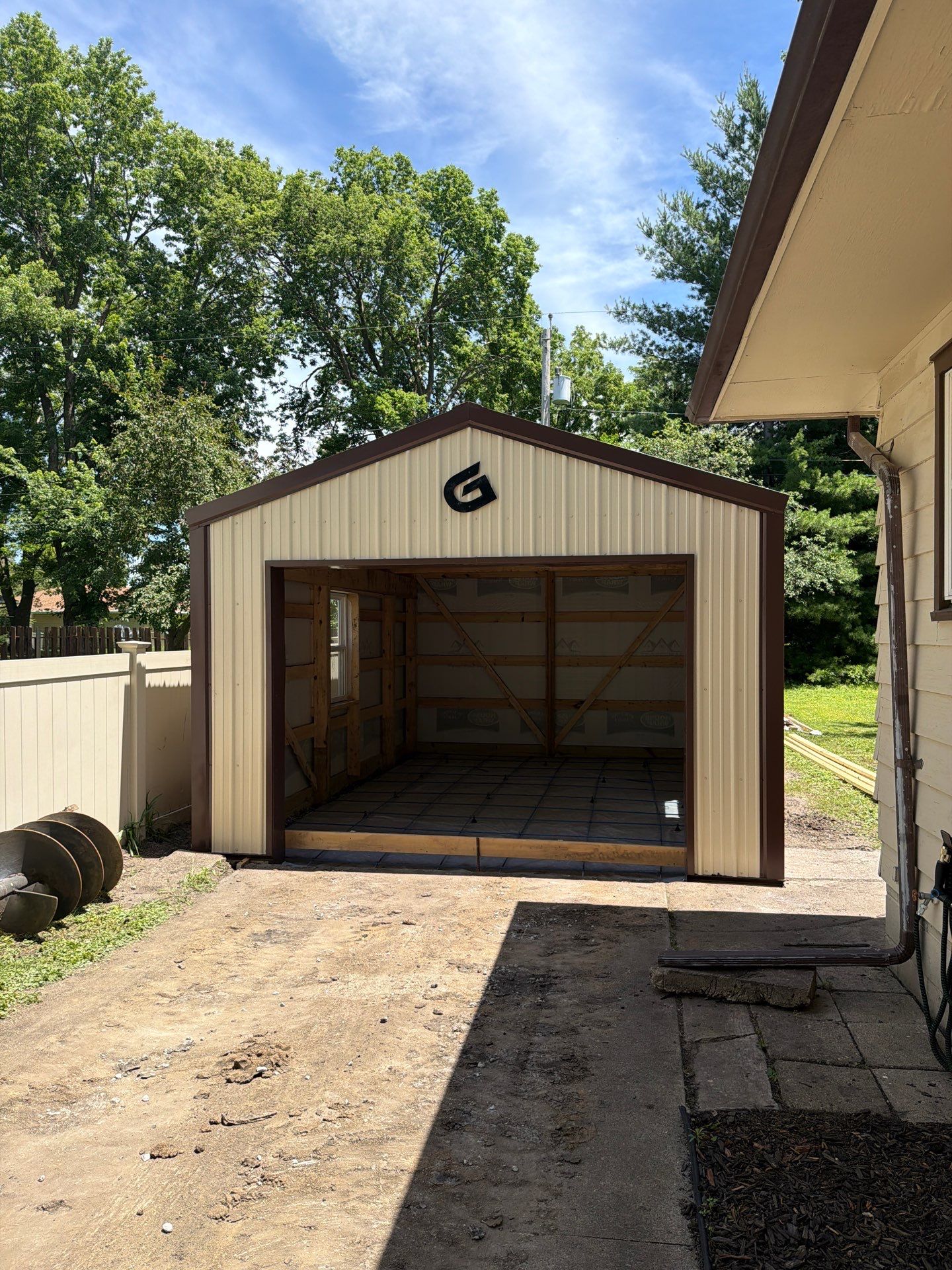 Custom Post Frame Storage Building Installation in Ames, Iowa by Graber Custom Structures