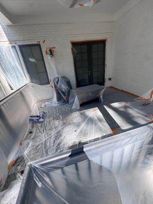 White Masonry Painting and Porch Refinishing in Atlanta by PGP Surface Solutions, LLC