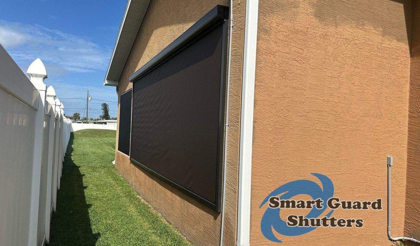 Retractable Screen in Bronze by Smart Guard Shutters