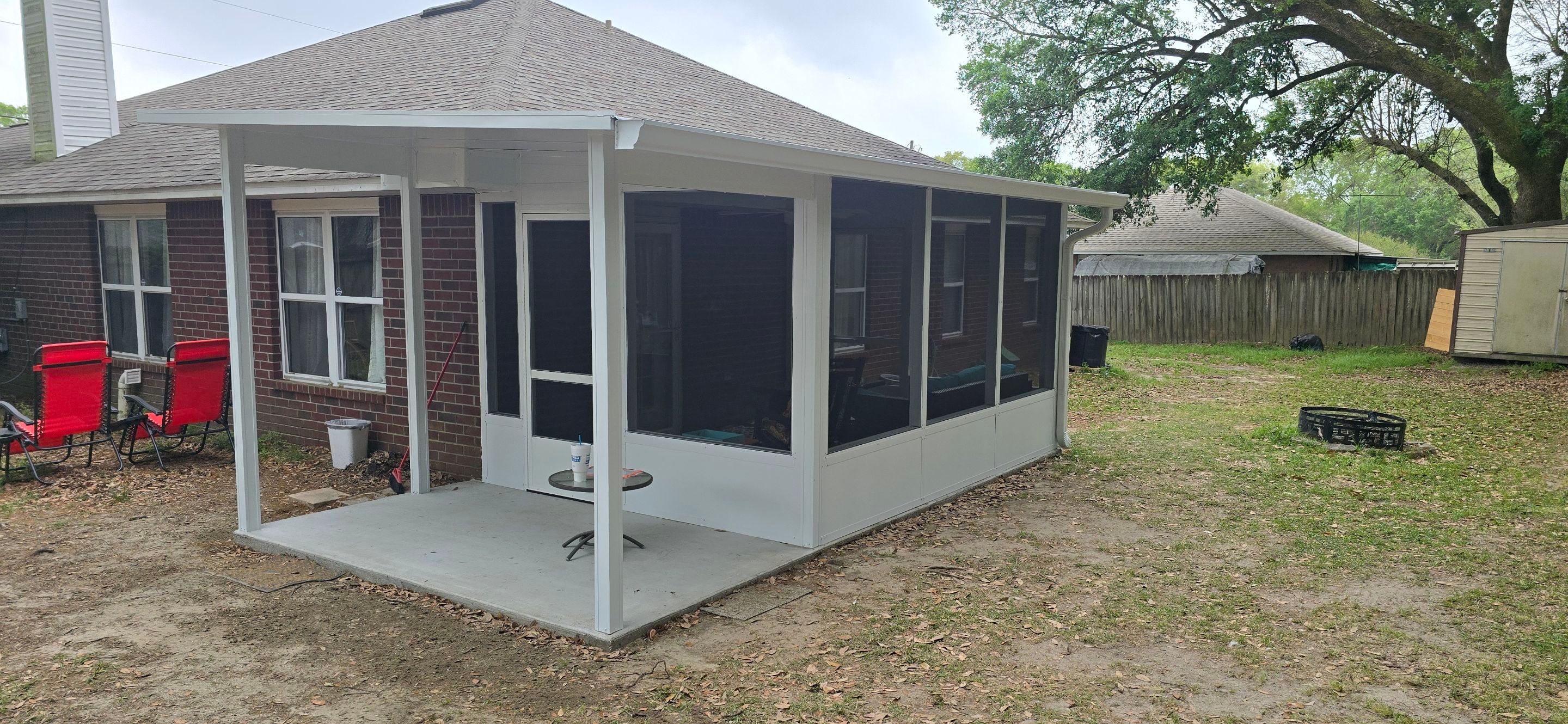 Screen Room w/Adjacent Patio Cover by Titan Sunrooms