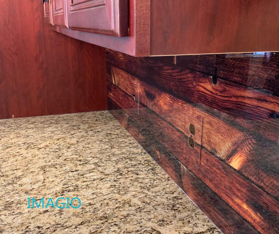 IMAGIO Nailed Oak Solid Glass Kitchen Backsplash by IMAGIO