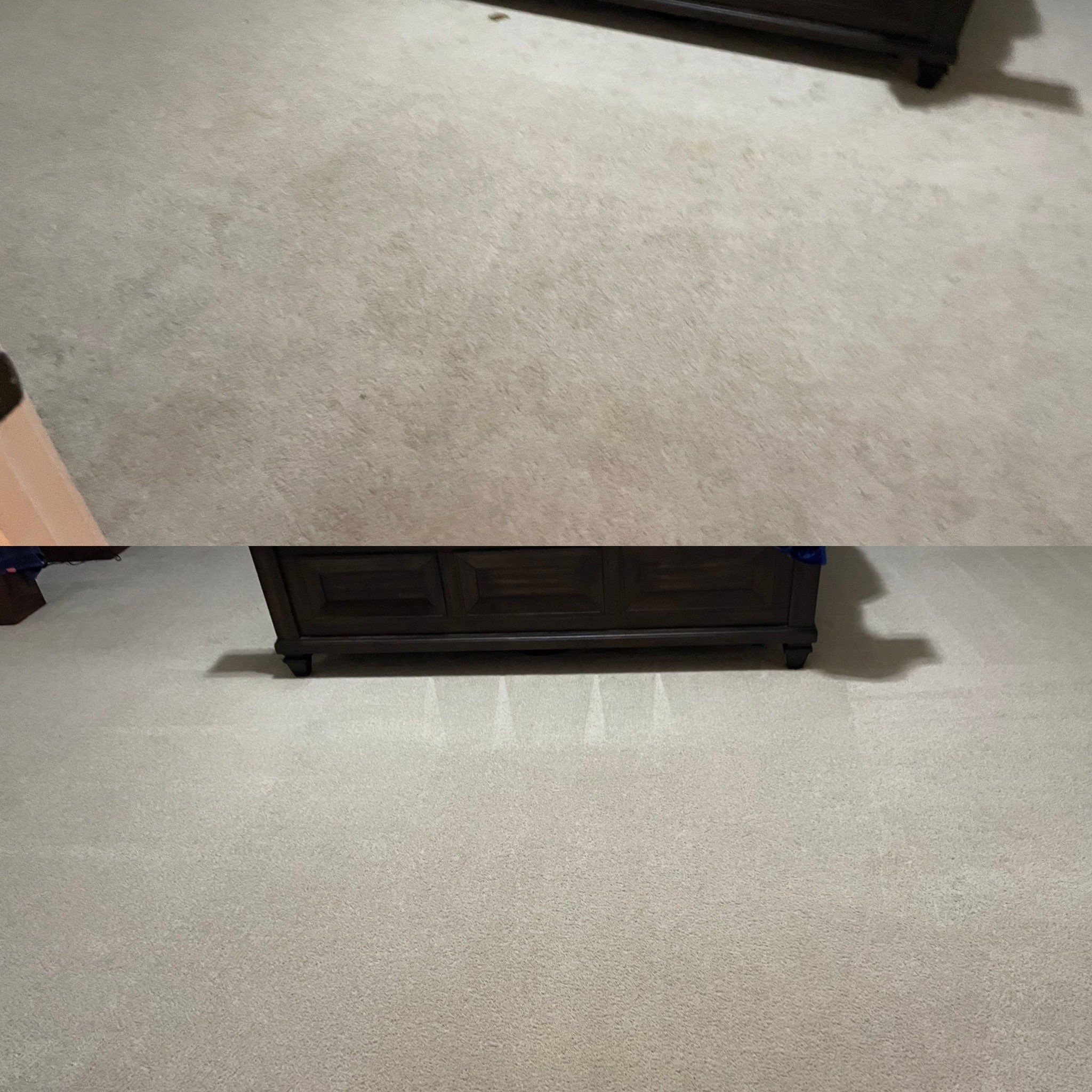 the service shown is deep carpet cleaning removing stains and dirt resulting in a fresh and clean appearance