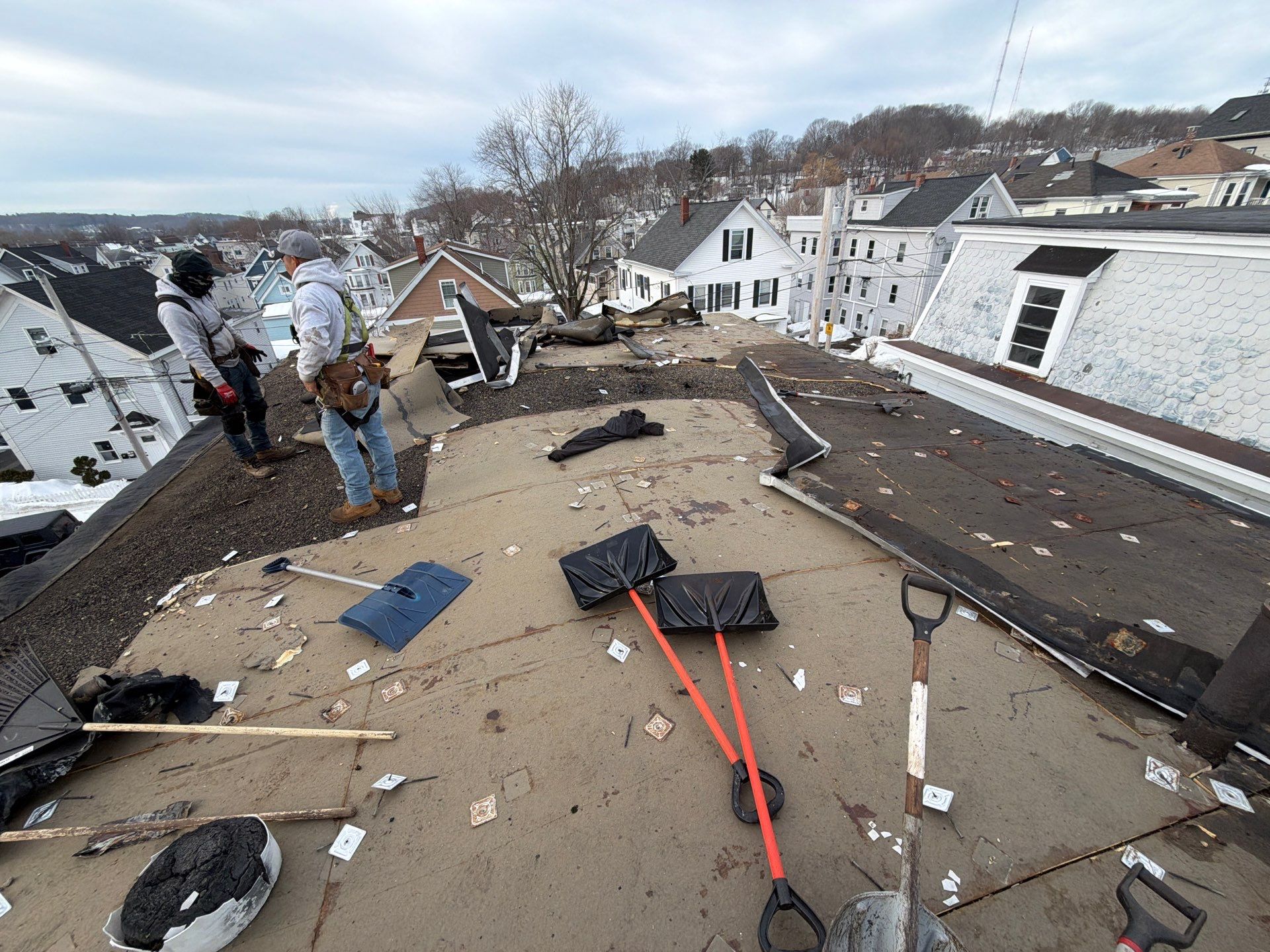 Gravel Roof Tear-Off & EPDM Rubber Roof Conversion in Haverhill, MA by JOHNNYS PRO
