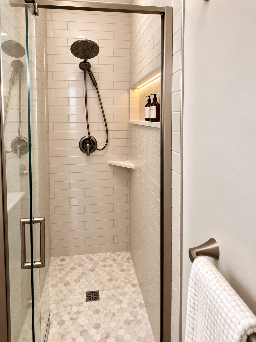 Modern Bathroom Remodel with Custom Walk-In Shower & Space-Saving Storage by Remodel Now