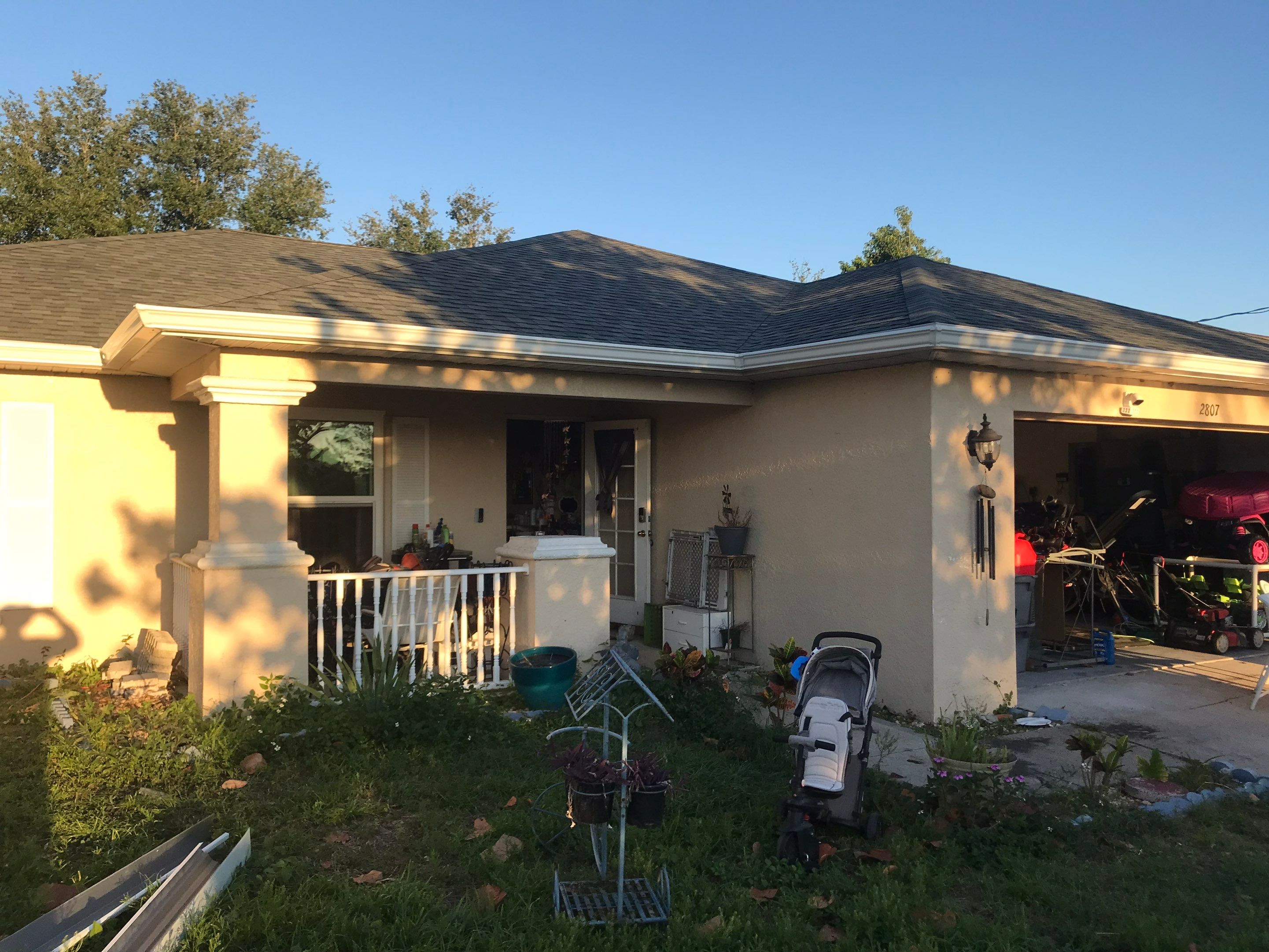 White Seamless Gutters and Soffit Installation in Cape Coral FL by Gutter Professors