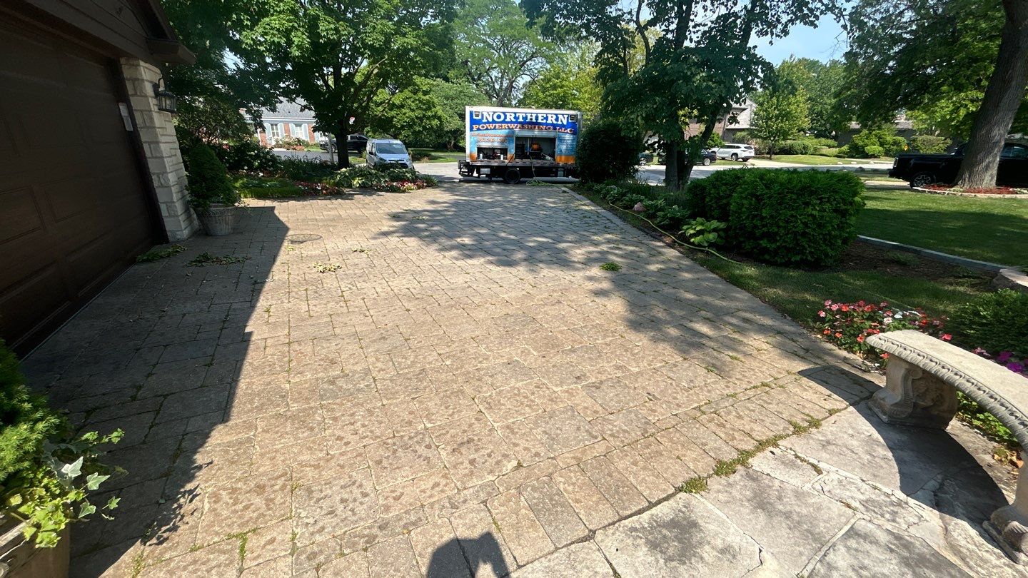 Brick paver clean, sand and seal.  using Surebond SB-1300 by Northern Power Washing LLC.