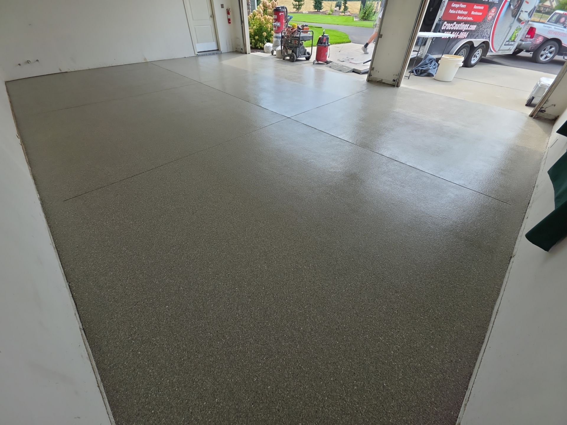 Garage Transformation using Travertine by Croc Coatings, LLC