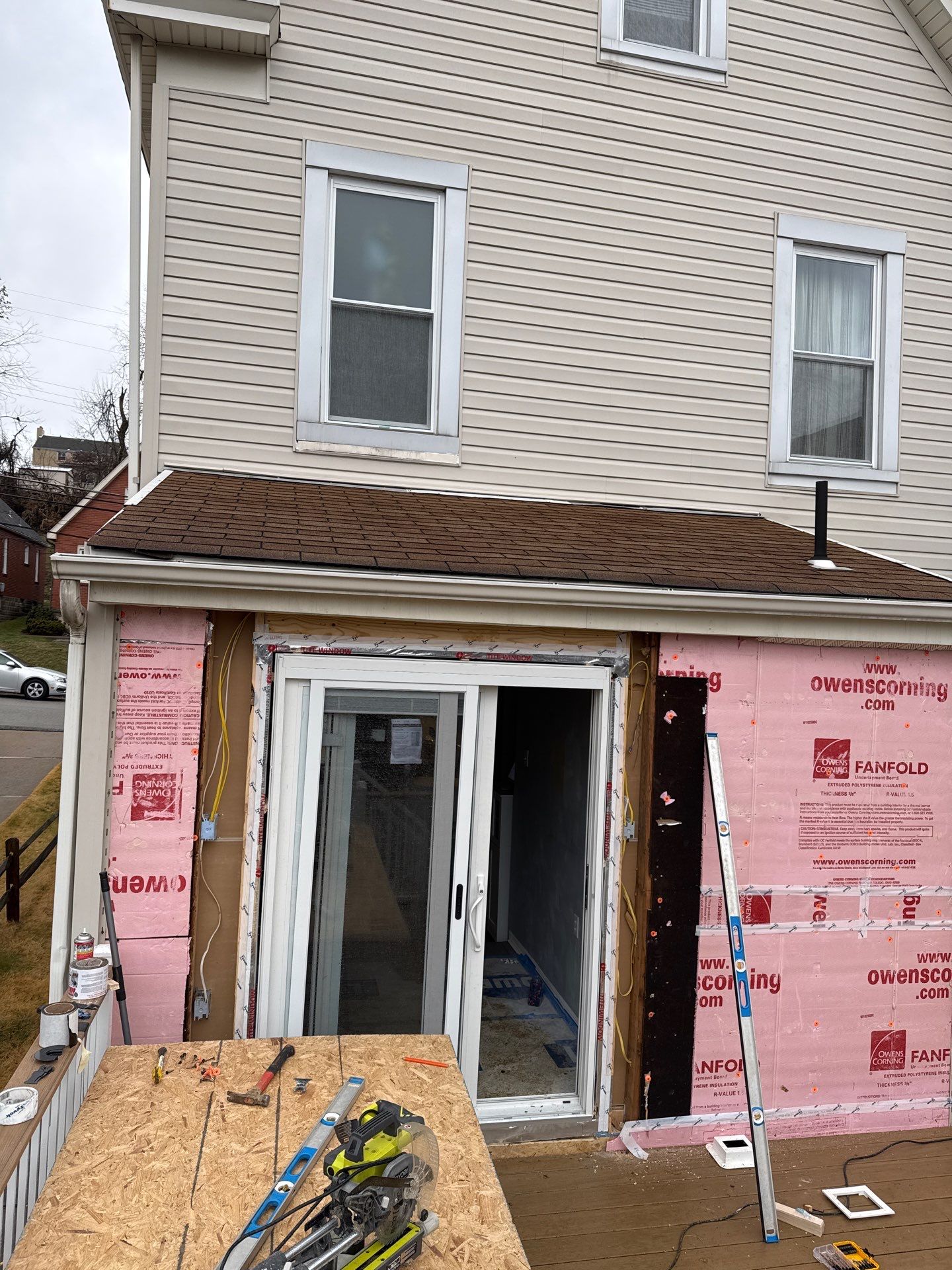 Deck and door by Cousins Roofing Siding & Decks