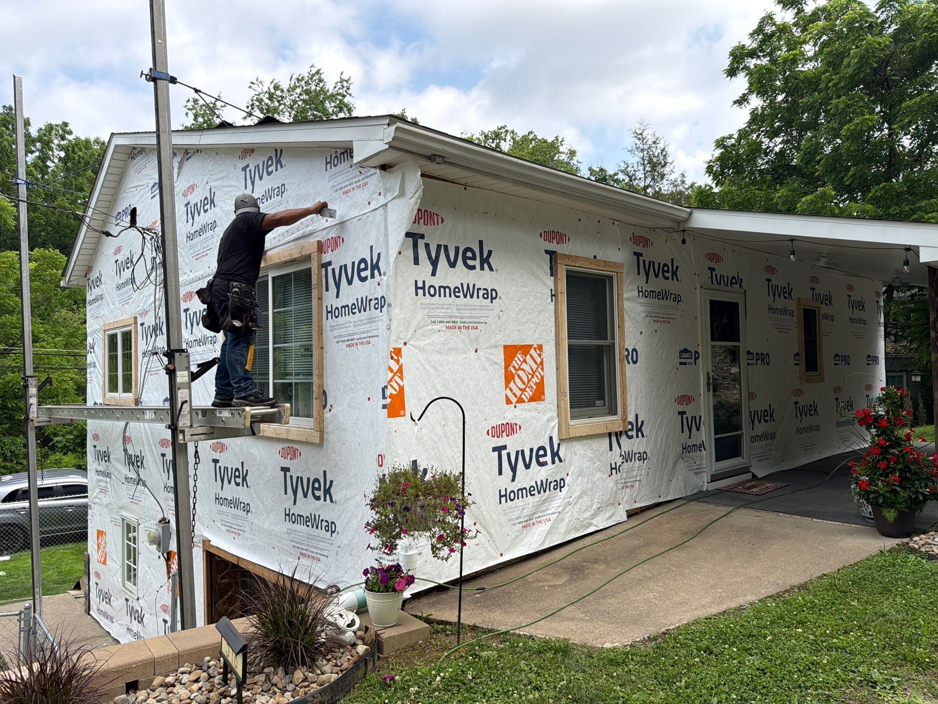 Jefferson Hills Vertical Board and Batten Siding and TandoStone Renovation by Ideal Siding Pittsburgh