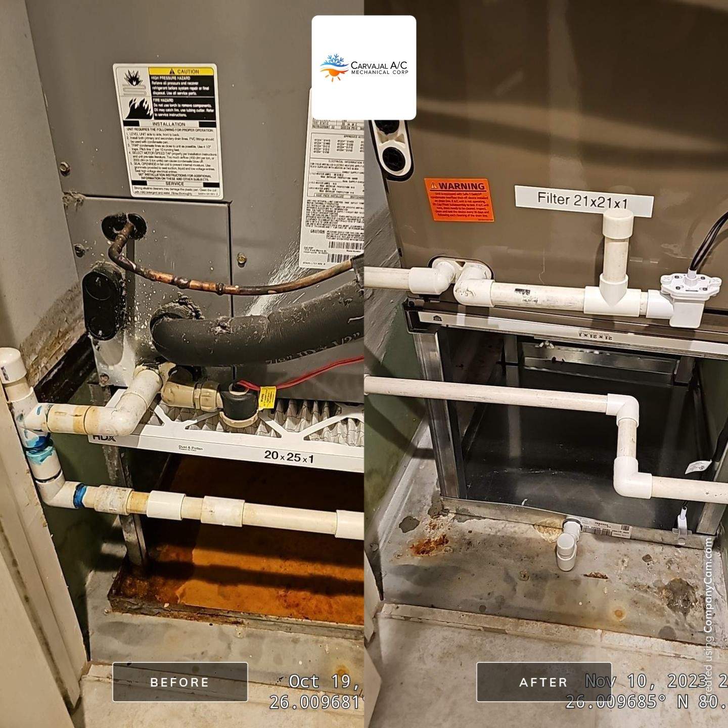 SOME REPLACEMENTS by CARVAJAL A/C MECHANICAL CORP