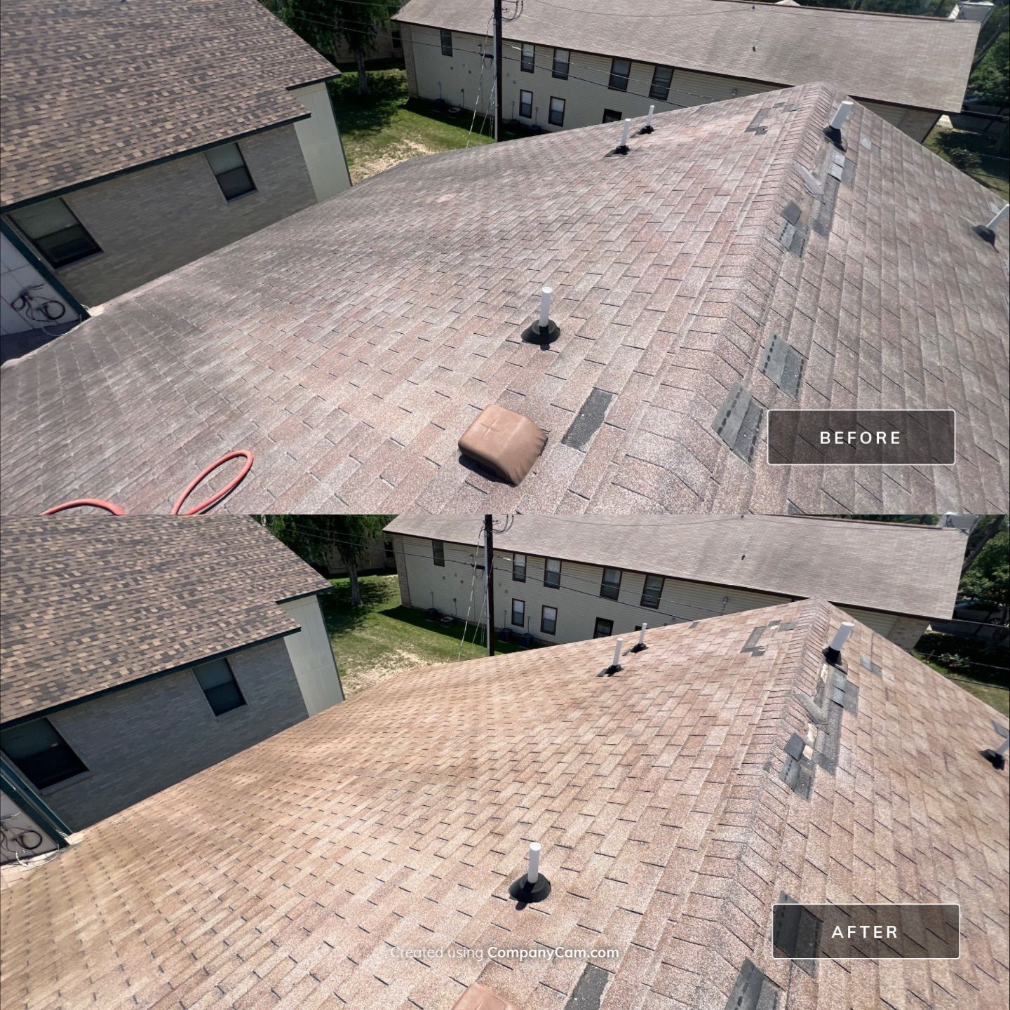 Shingle Roof Washing Project in San Antonio by Bright Choice