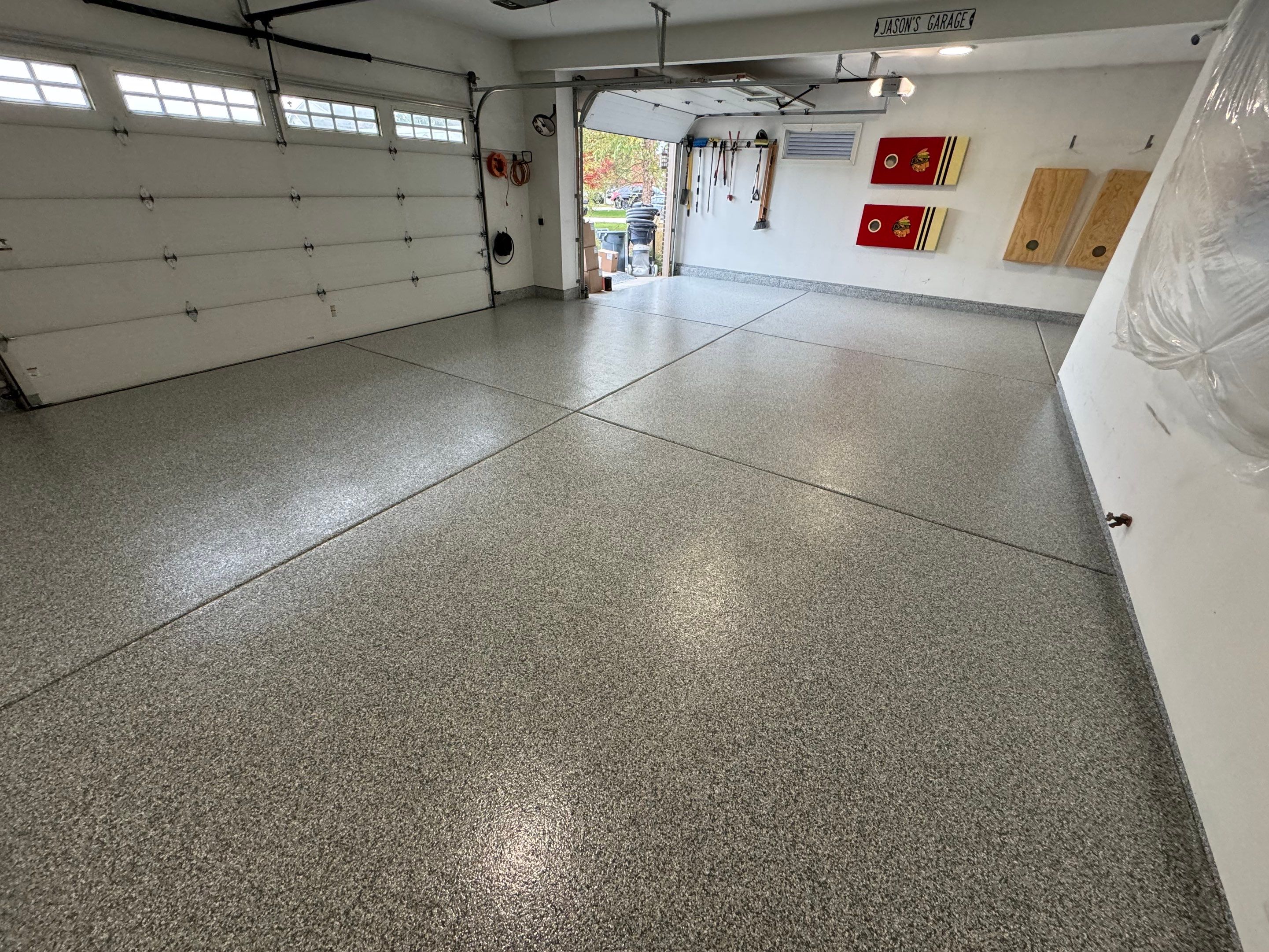 Domino Flake Garage Floor  by Level 10 Coatings