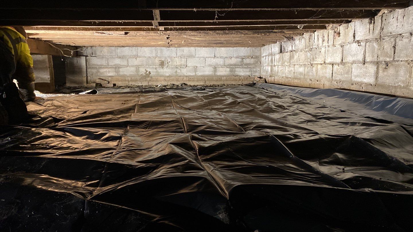 Crawl space encapsulation and Waterproofing using GrateDrain Waterproofing System by Toledo Basement Repair 