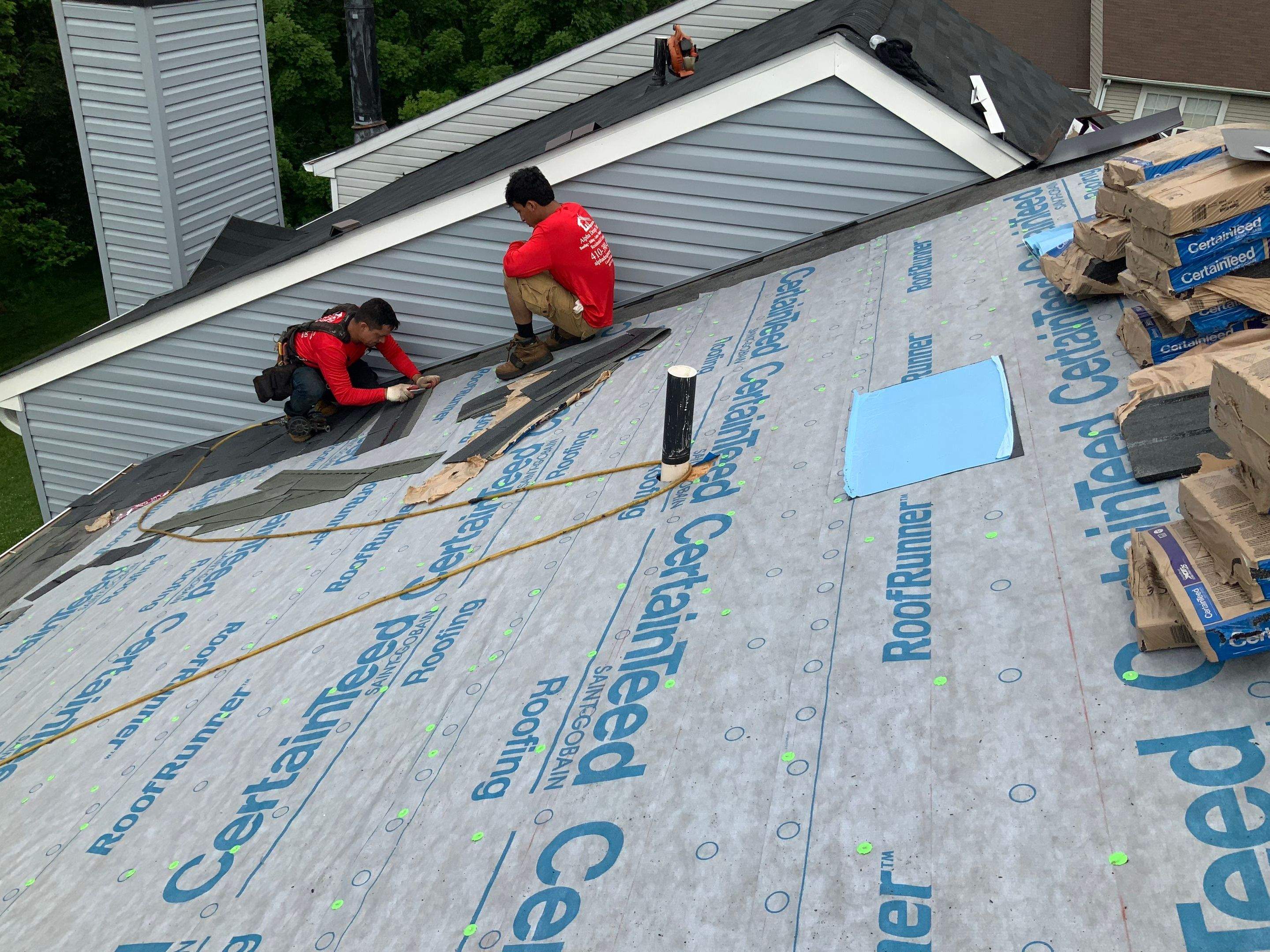 Residential Roofing Installation using XT-25 Color Moire Black by Alpha Design Services