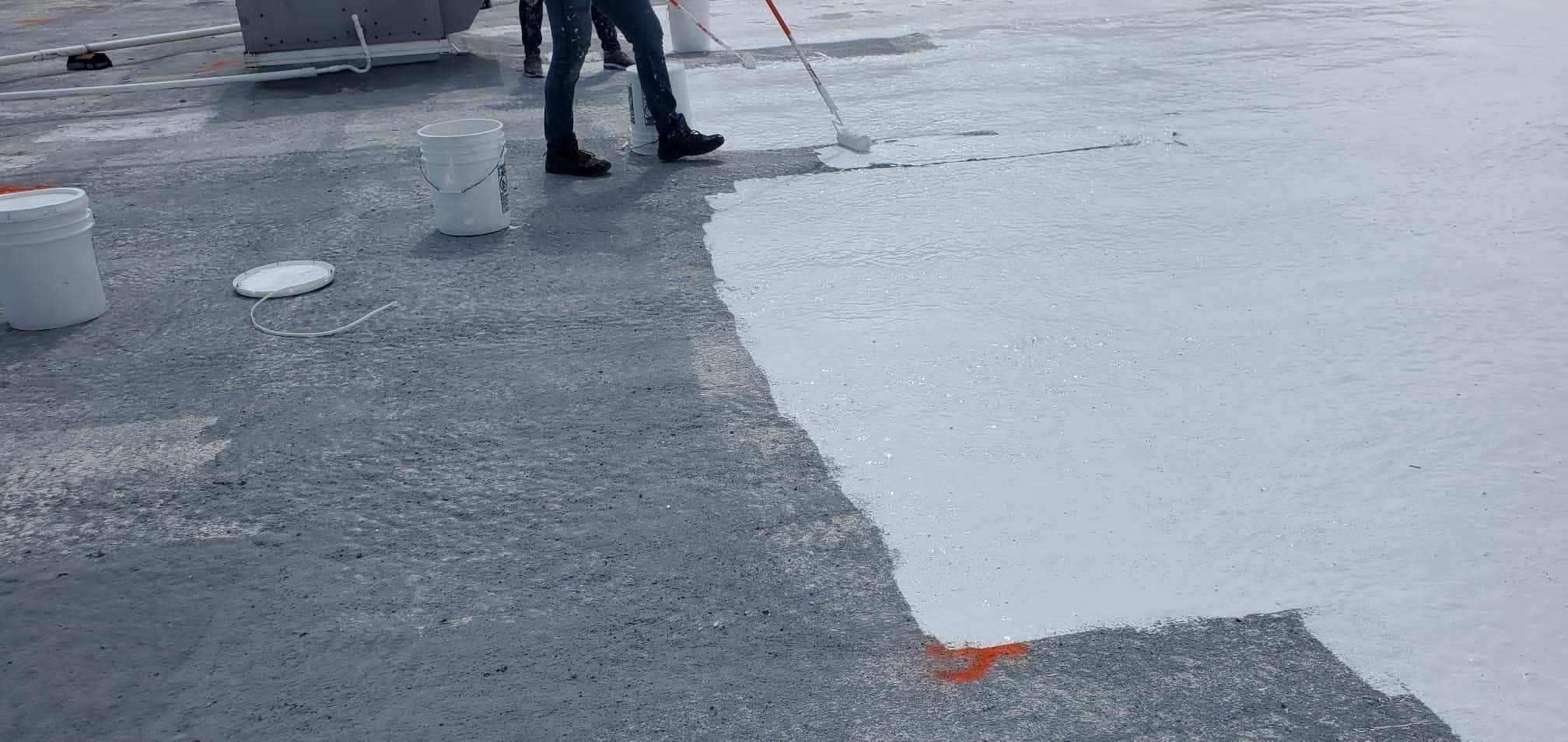 Flat Roof Coating Installation by Houston Roofing & Construction