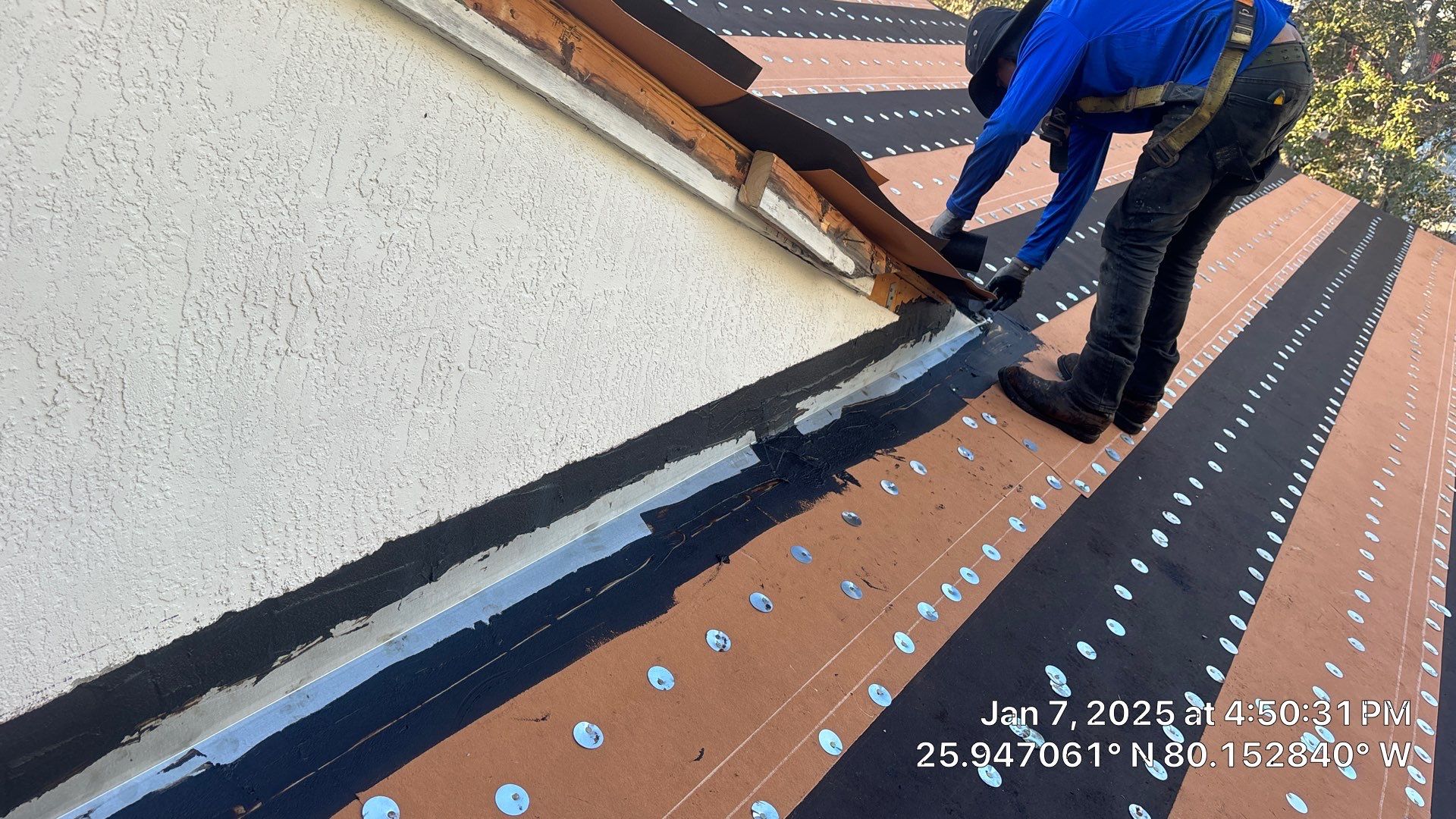 COMMERCIAL REROOF 24 GUAGE MEDIUM BRONZE 1-1/2" MECHANICAL SEAM "ZEBRA METHOD" by Earl W. Johnston Roofing 
