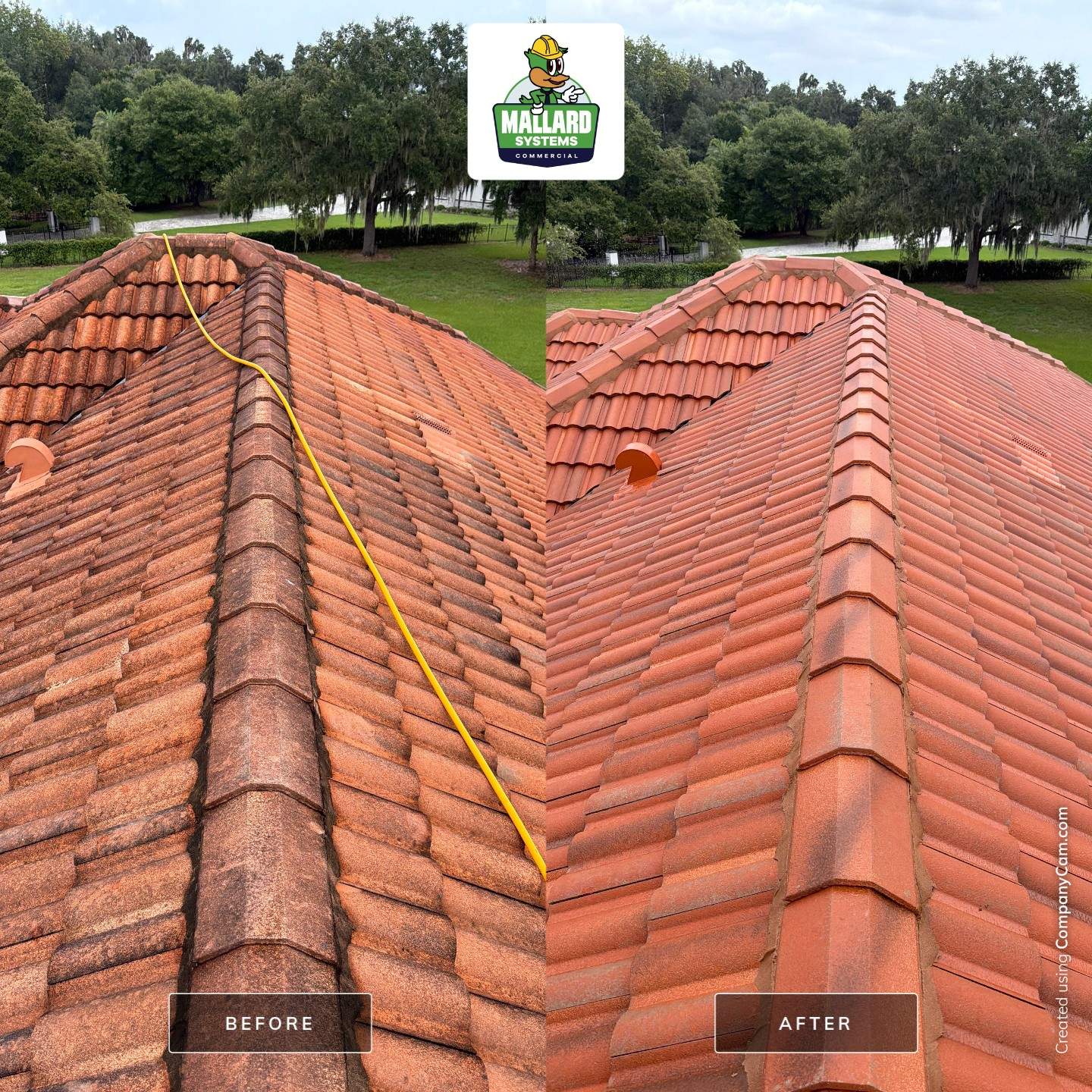 Terracotta Barrel Tile Roof Cleaning for Windermere Residence by Mallard Systems