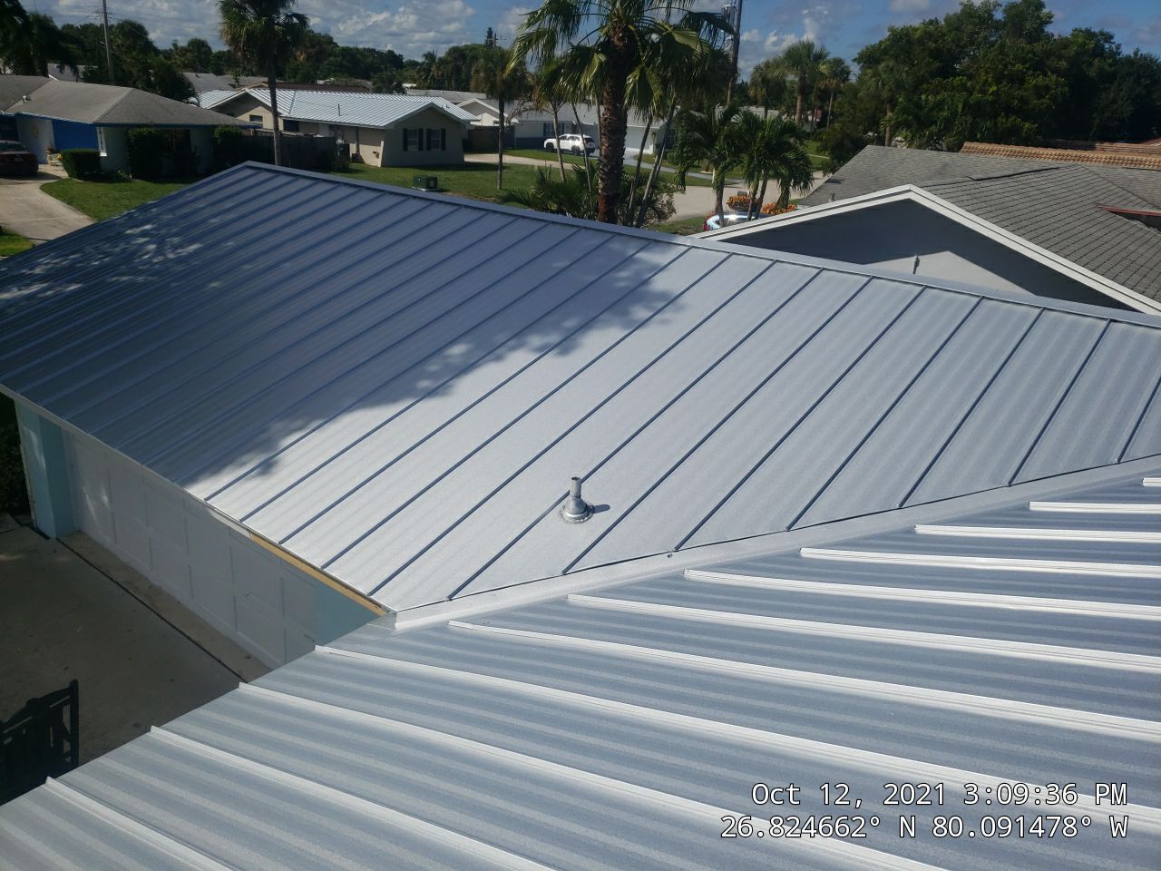 Residential Roofing Installation using 1" Nail strip metal roof by BLUES BROTHERS ROOFING