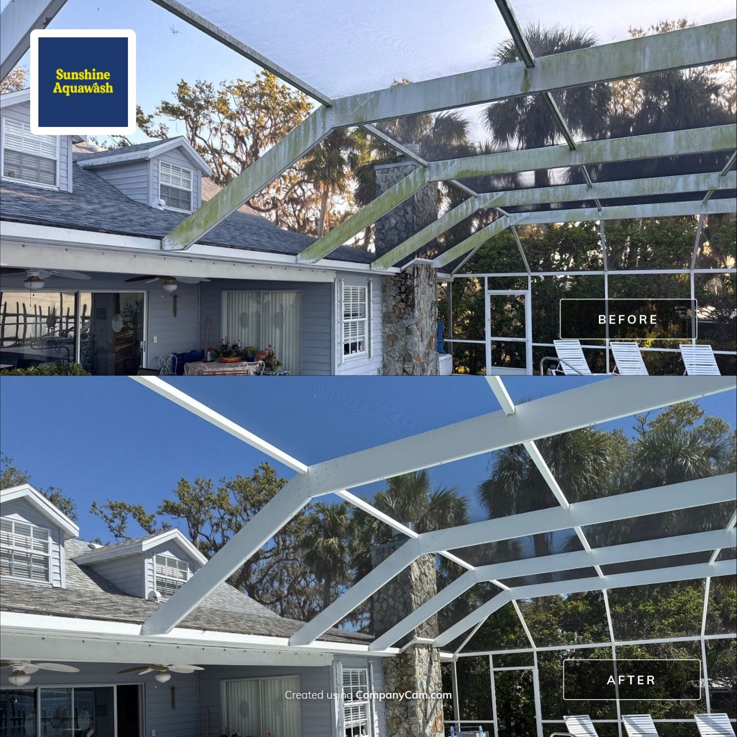 🏡 From Green to Clean! 🌊 Epic House & Pool Cage Cleaning on the Manatee River | Ellenton, FL 💦 by Sunshine AquaWash