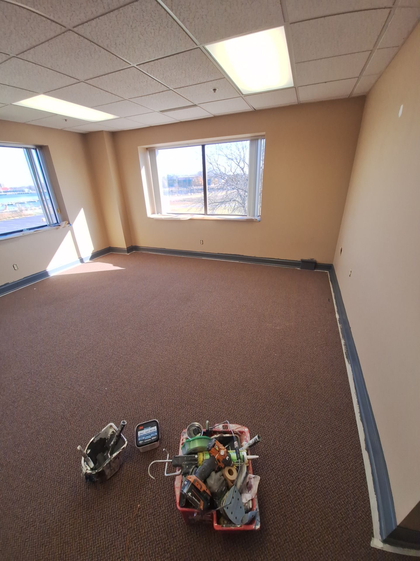 Interior Office Painting & Wall Repair in Downtown Muskegon by Gordon Painting