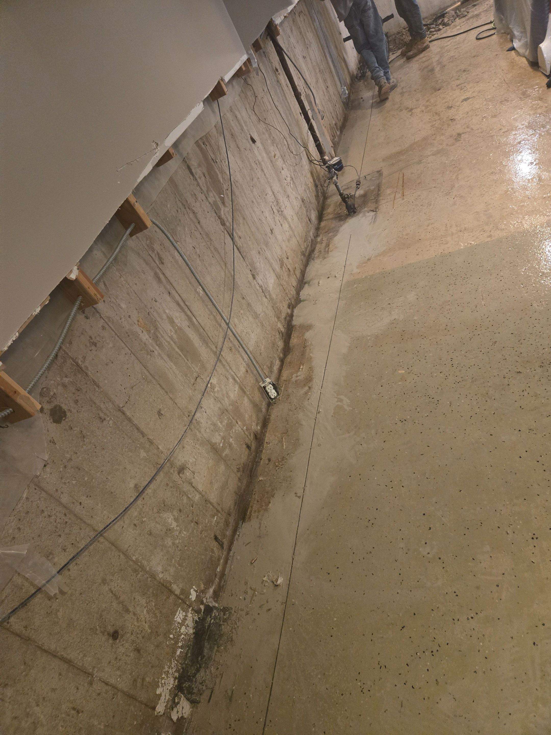 Interior Waterproofing using Drain Tile/White Cap by Allied Water Services