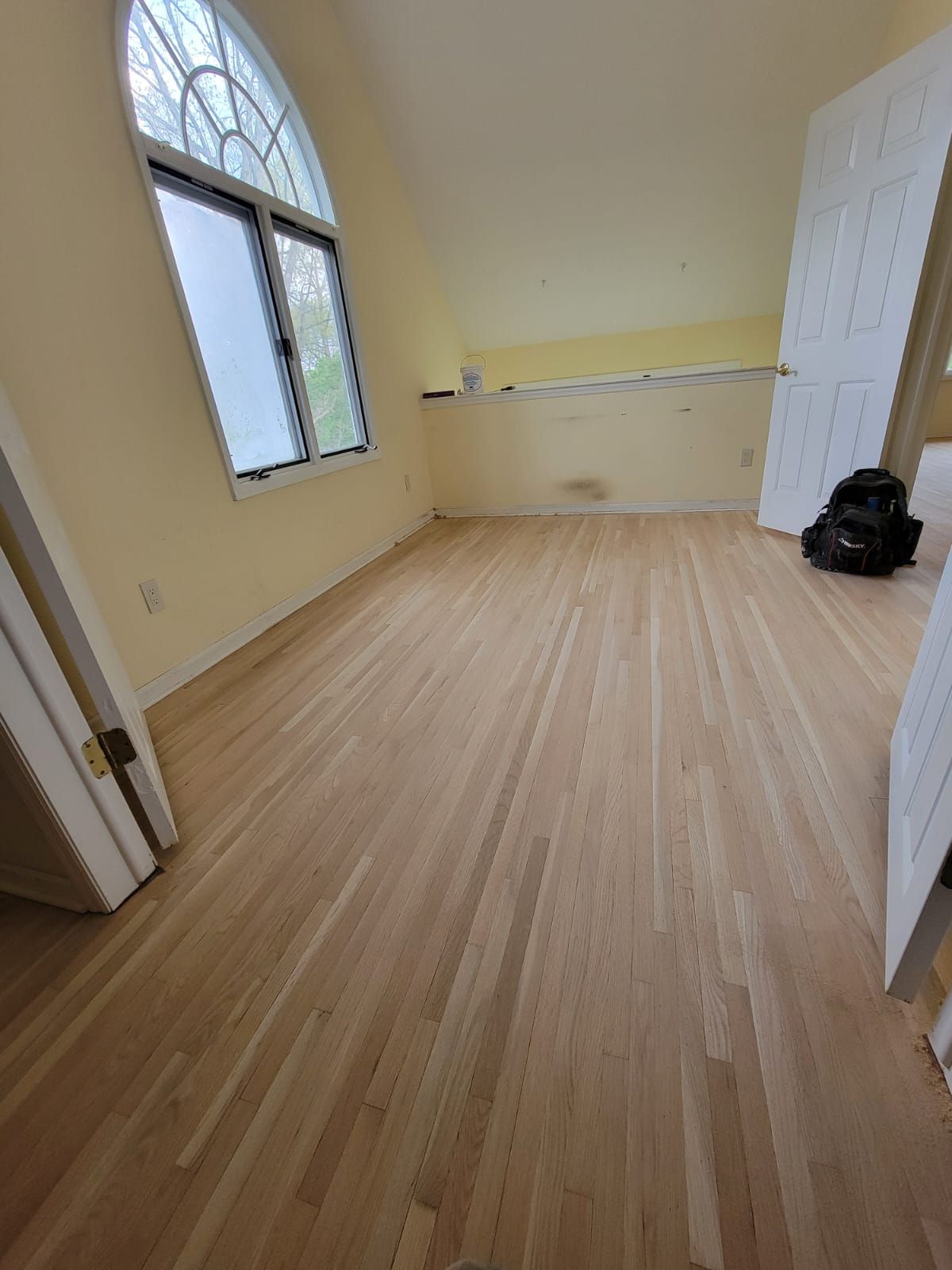 Red Oak refinished with DuraSeal Jacobean Stain and Bona Semi Gloss by Footprints Floors Morristown