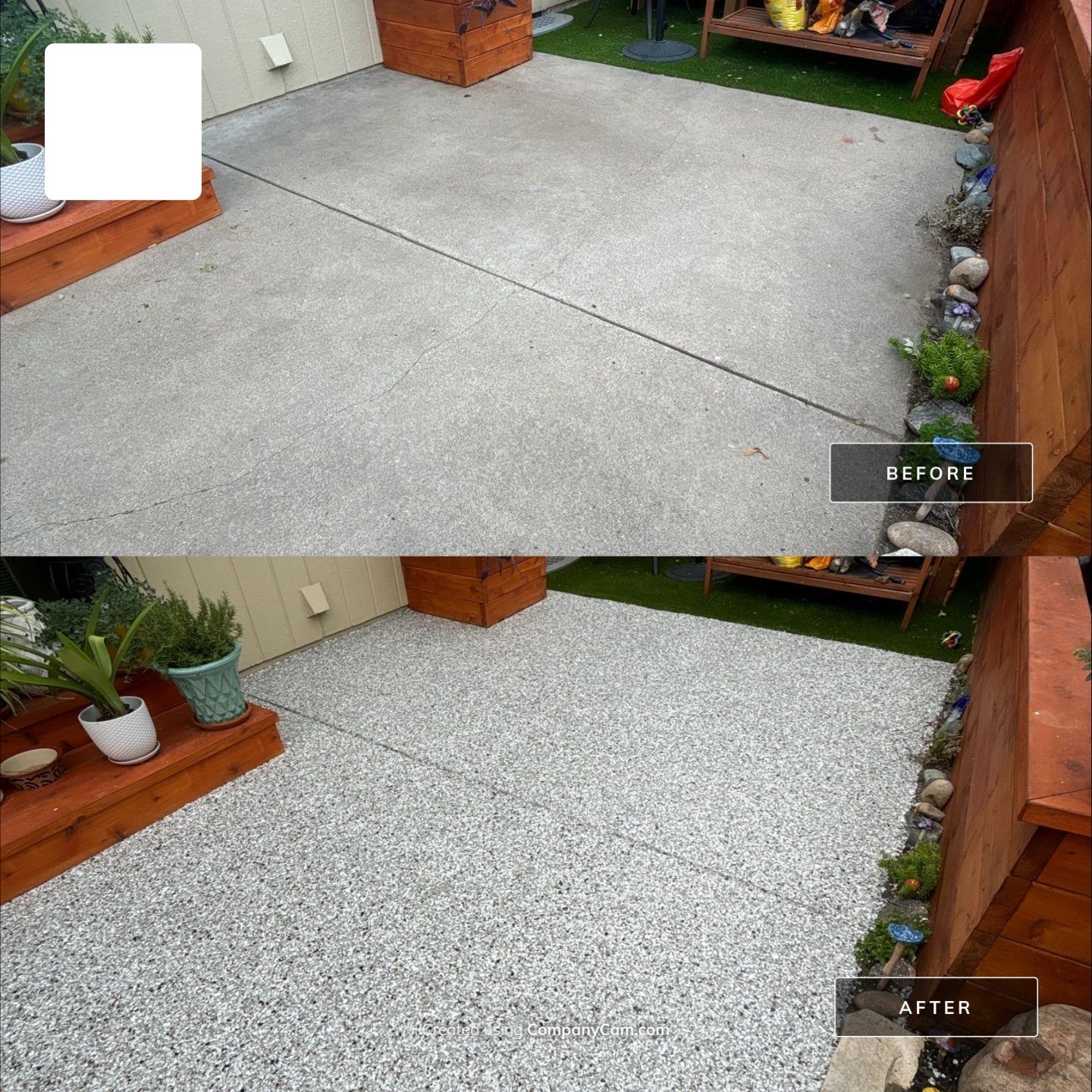 NEW Urban Stone Flake on this Gorgeous Back Patio! by Revival Concrete Coatings