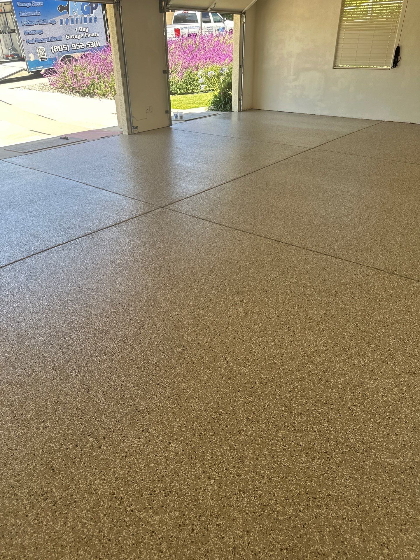 Polyurea Garage Floor Coating with Creekbed Finish in Arroyo Grande by MGP Coatings