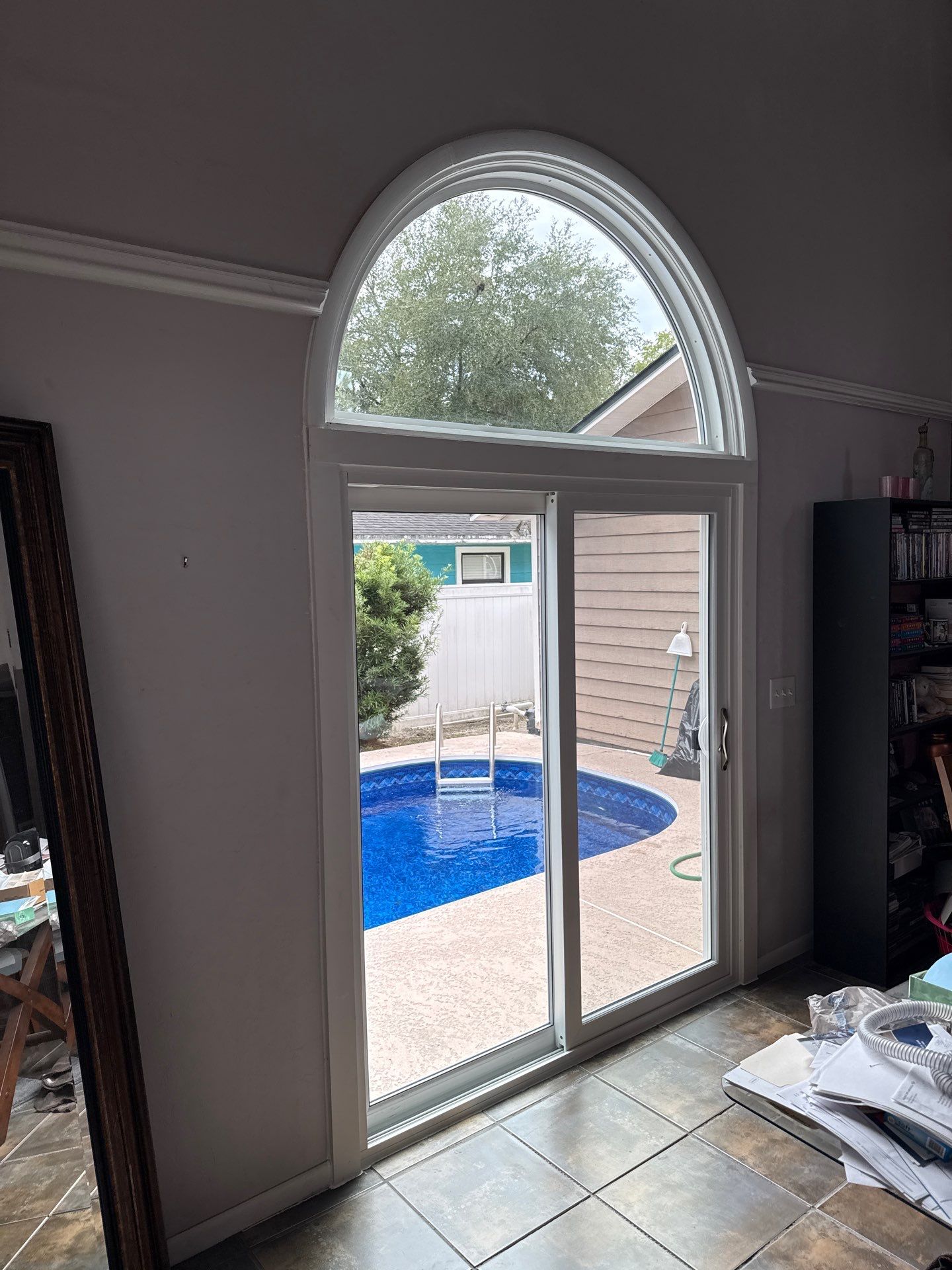 Custom Arched Transom and Sliding Patio Door Replacement in Gainesville by Windows & Doors Store