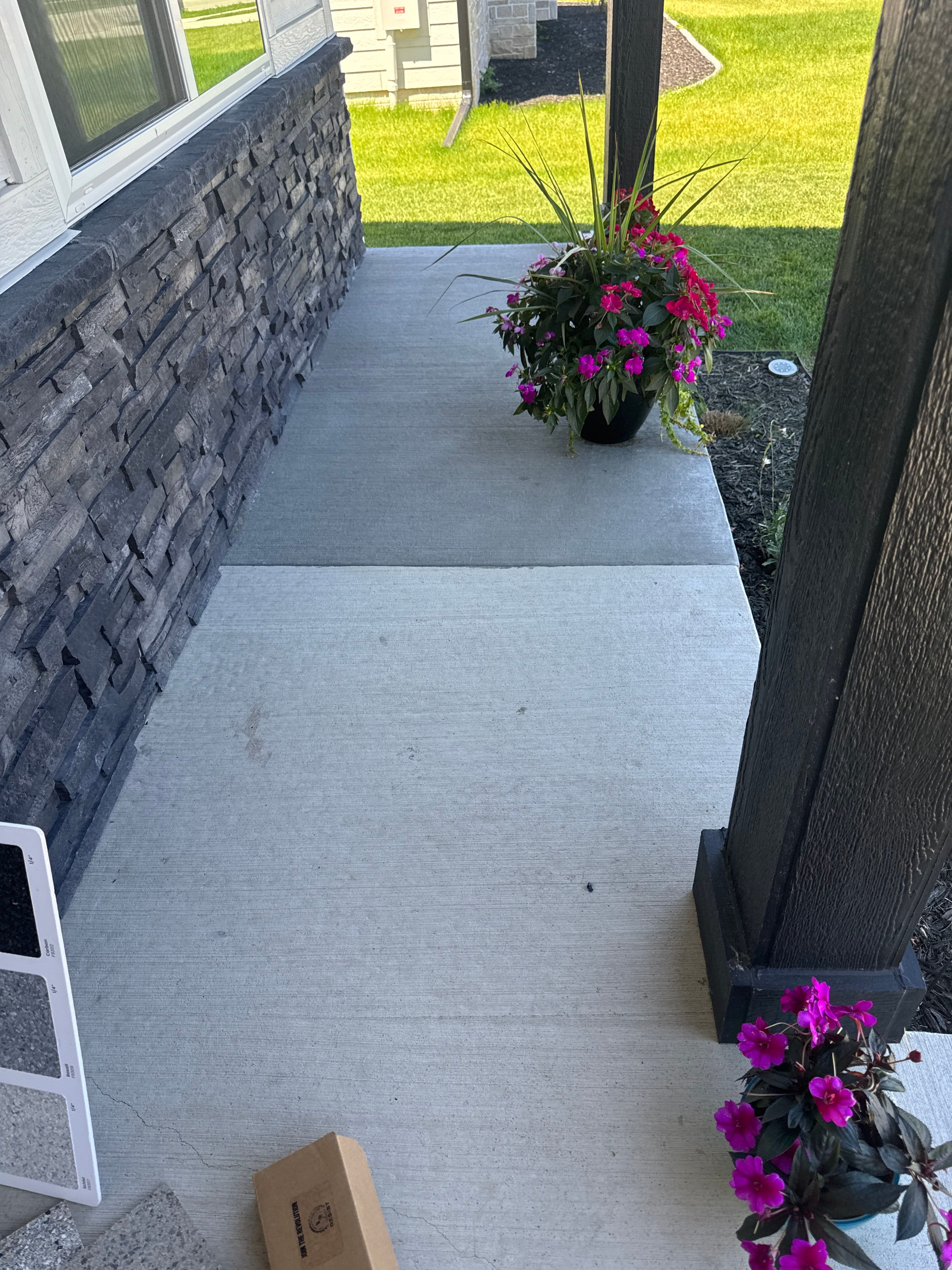 Textured Aggregate Concrete Porch Coating Installation in Norwalk by Revival Concrete Coatings